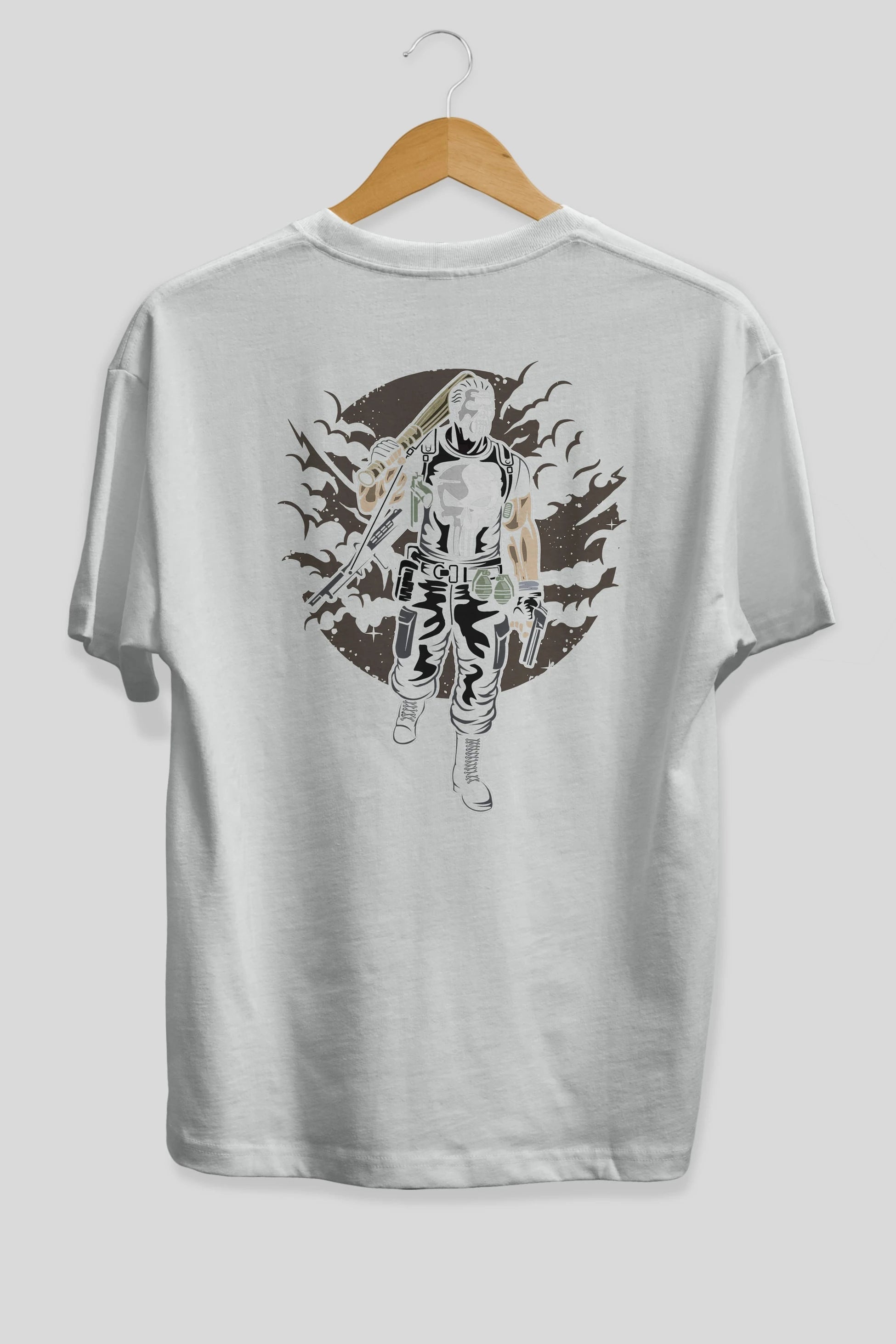 Punisher Arka Baskılı Oversize t-shirt Erkek Kadın Unisex %100 Pamuk