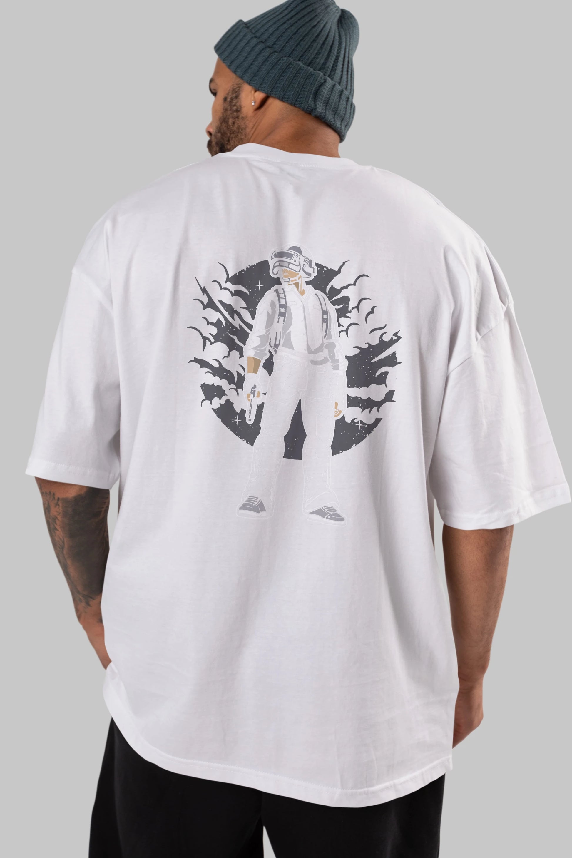 PUBG Arka Baskılı Oversize t-shirt Erkek Kadın Unisex %100 Pamuk