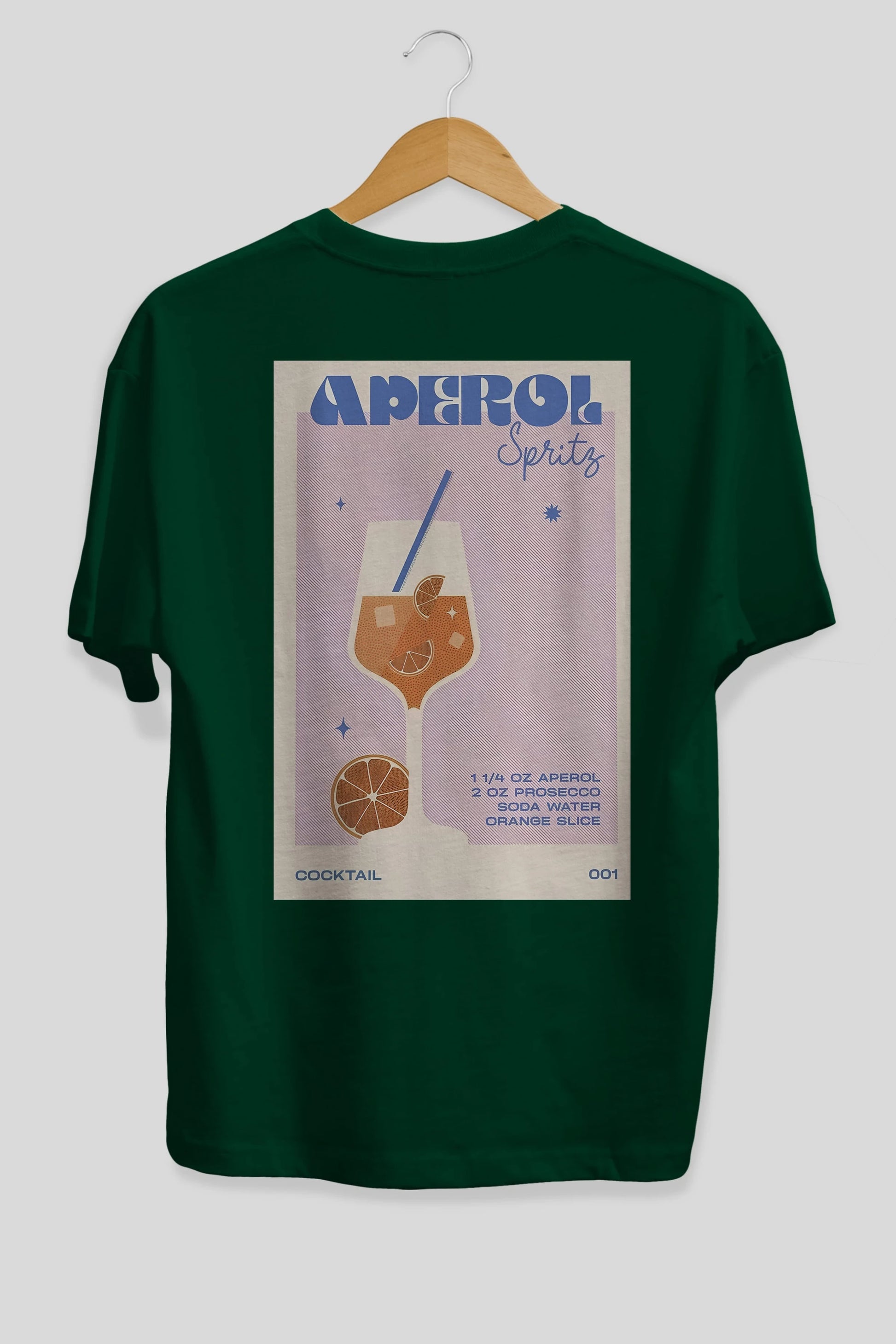Aperol Spritz Arka Baskılı Oversize t-shirt Erkek Kadın Unisex %100 Pamuk Bisiklet Yaka tişort