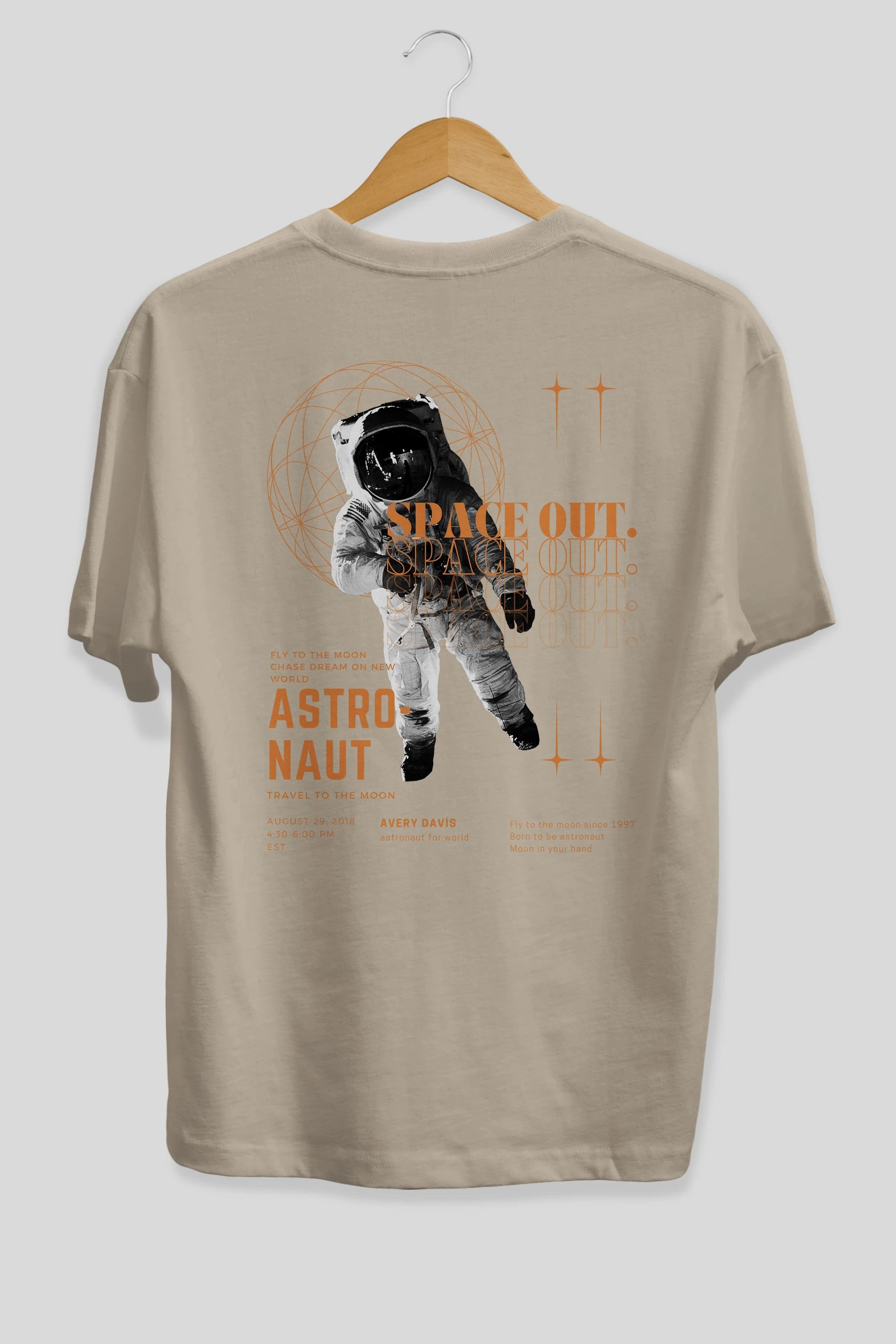 Astronaut Space Out Yazılı Arka Baskılı Oversize t-shirt Erkek Kadın Unisex