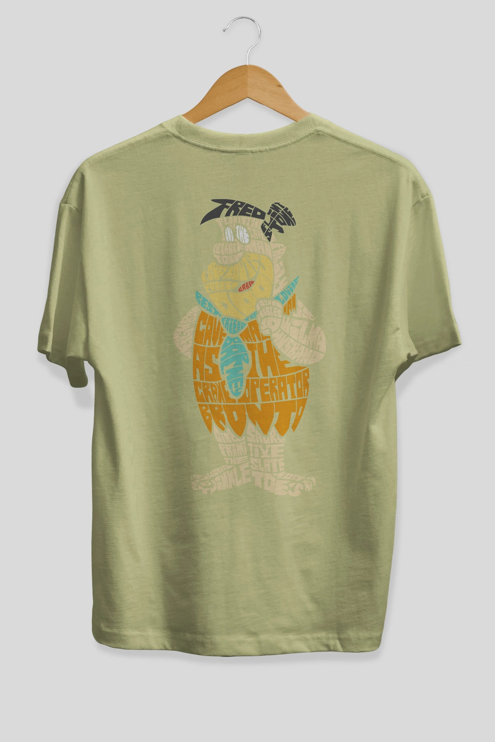 Fred Flintstone Arka Baskılı Oversize t-shirt %100 pamuk Erkek Kadın Unisex