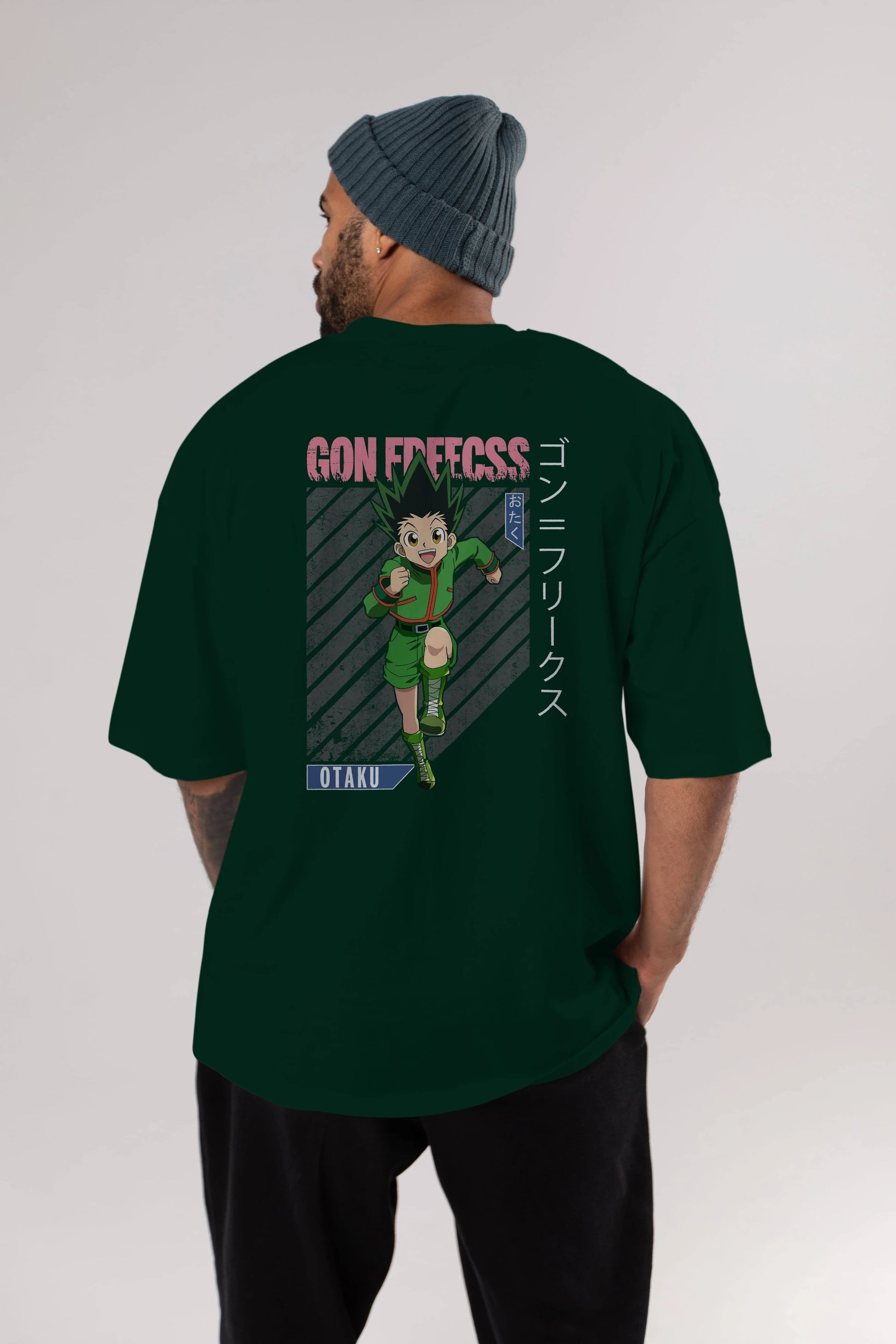 Gon Freecss HUNTER X HUNTER Anime Arka Baskılı Oversize t-shirt Erkek Kadın Unisex