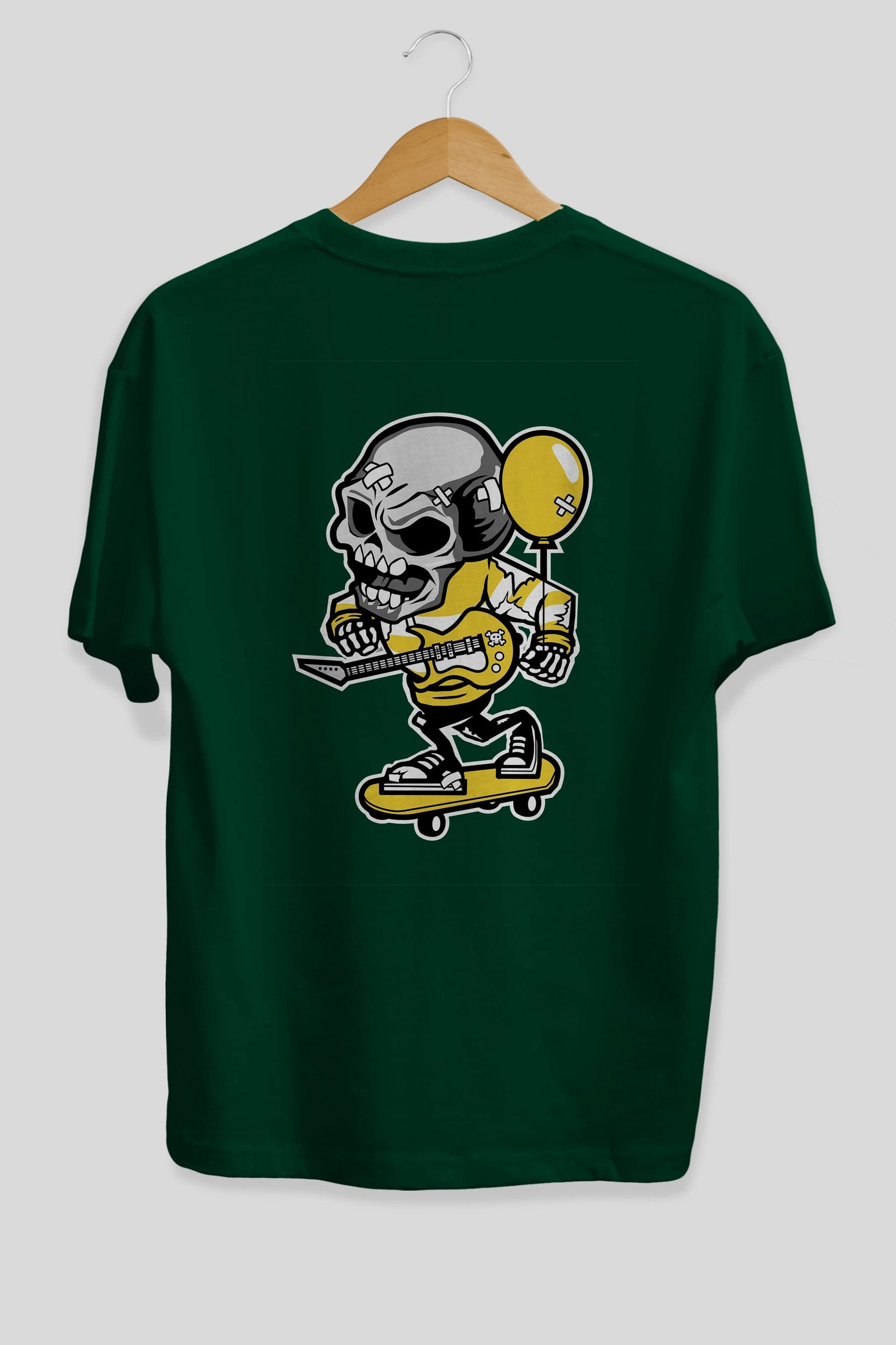 Skull Skater Arka Baskılı Oversize t-shirt Erkek Kadın Unisex %100 Pamuk tişort