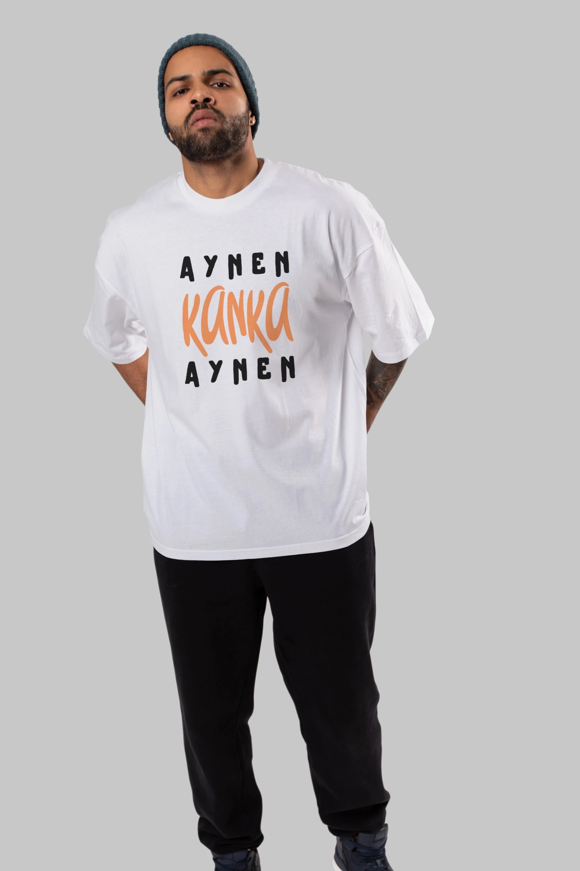 Aynen Kanka Aynen Yazılı Ön Baskılı Oversize t-shirt Erkek Kadın Unisex