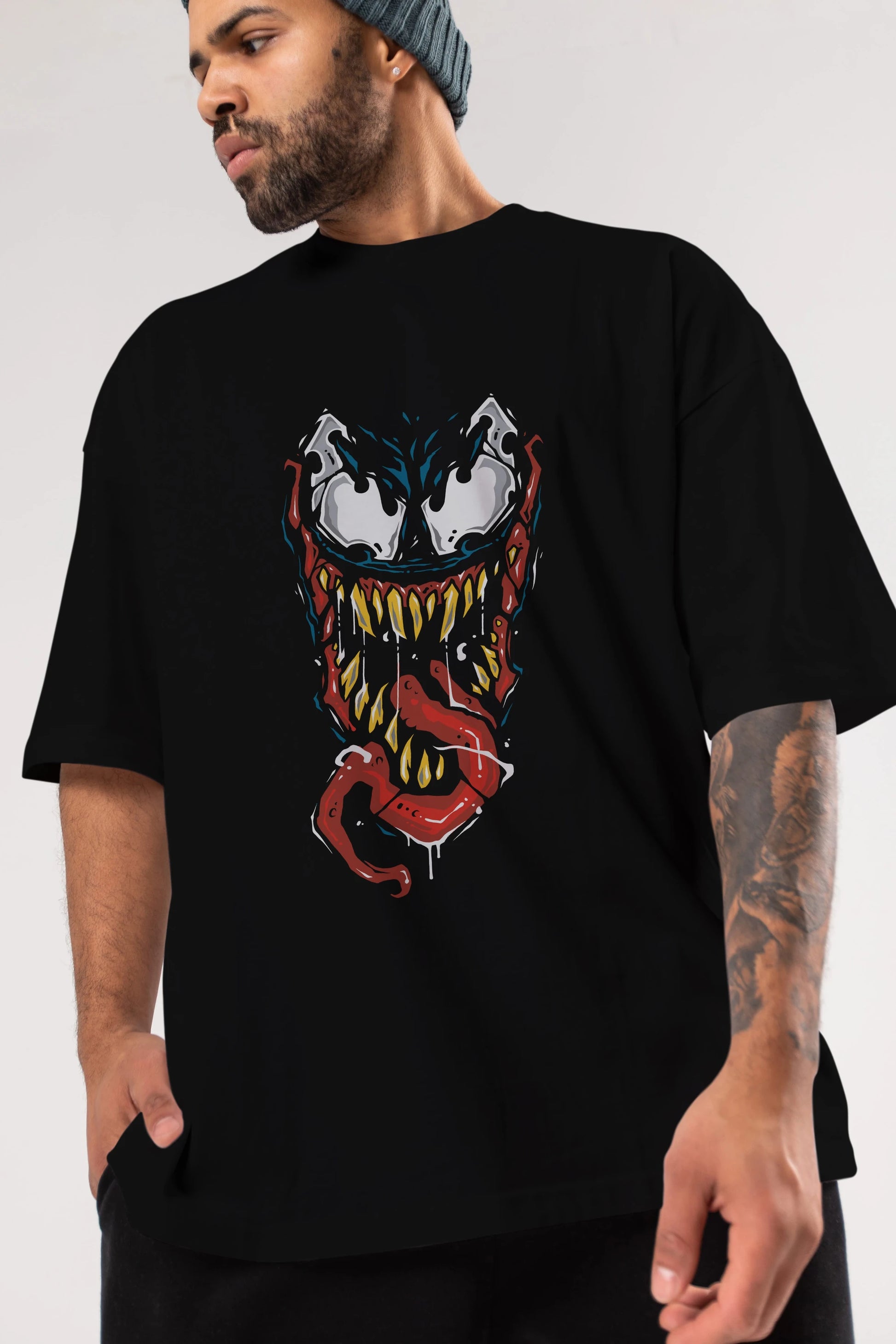 Venom (15) Ön Baskılı Oversize t-shirt Erkek Kadın Unisex %100 Pamuk Bisiklet Yaka tişort