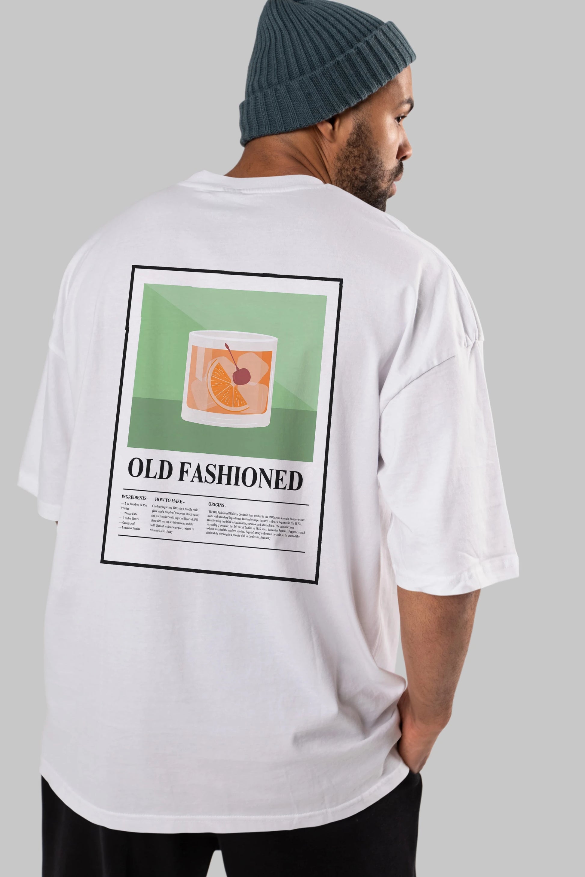 Old Fashioned Arka Baskılı Oversize t-shirt Erkek Kadın Unisex %100 Pamuk Bisiklet Yaka tişort