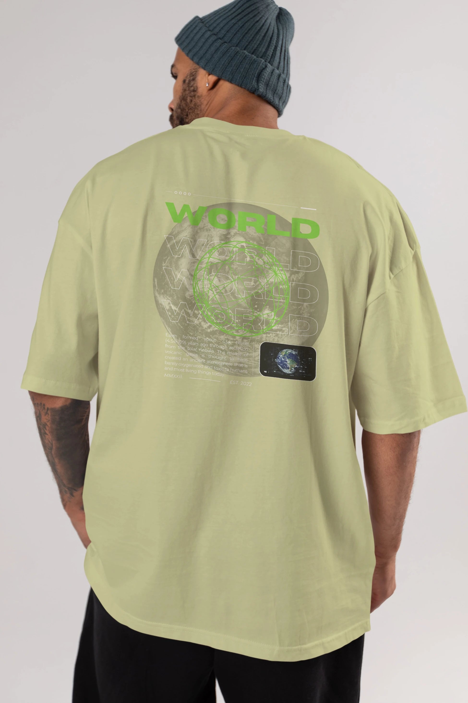 World Streetwear Arka Baskılı Oversize t-shirt Erkek Kadın Unisex