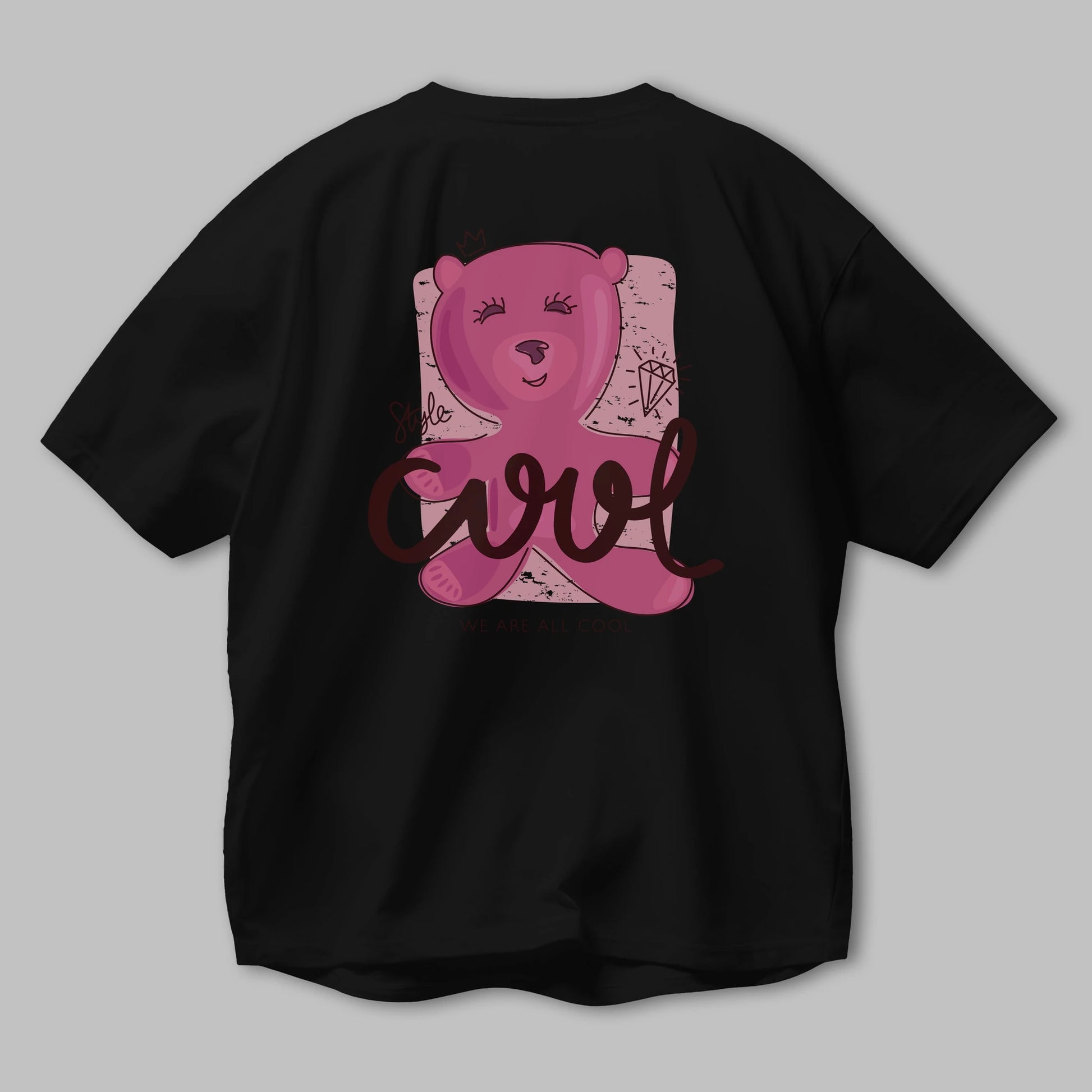 Cool Style Bear Arka Baskılı Oversize t-shirt Erkek Kadın Unisex