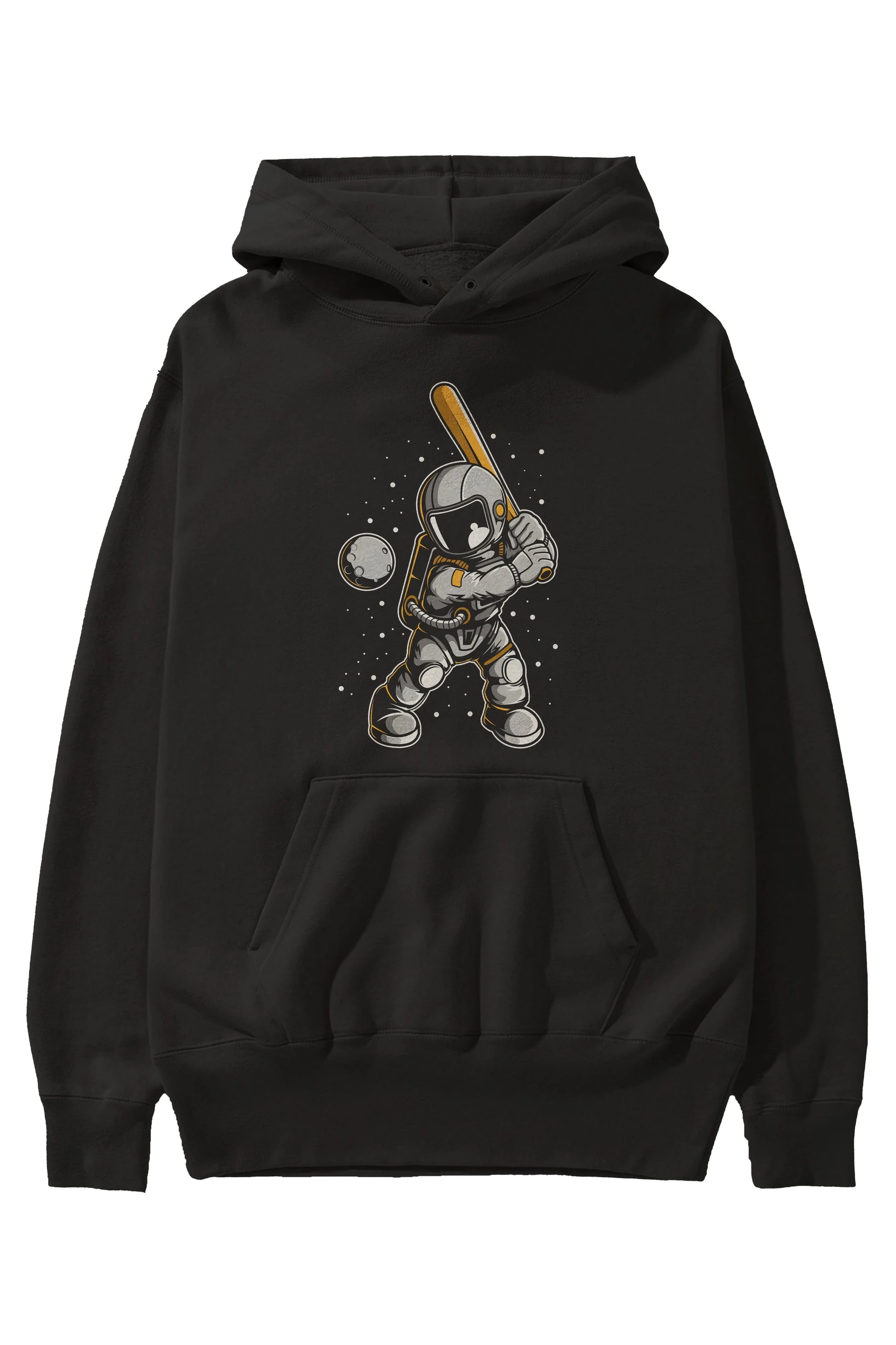 Astronaut Baseball Ön Baskılı Hoodie Oversize Kapüşonlu Sweatshirt Erkek Kadın Unisex