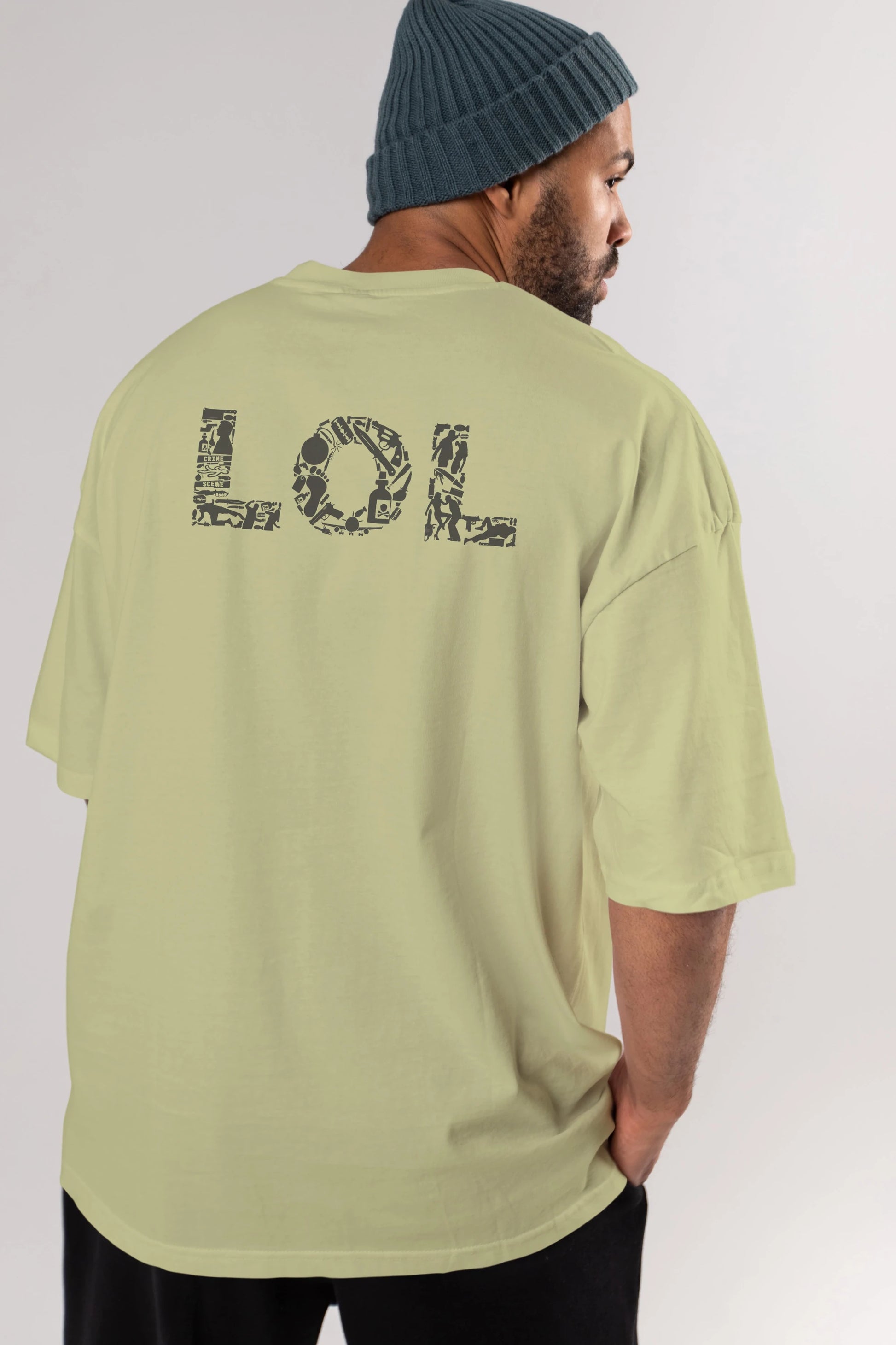 LOL Arka Baskılı Oversize t-shirt %100 pamuk Erkek Kadın Unisex