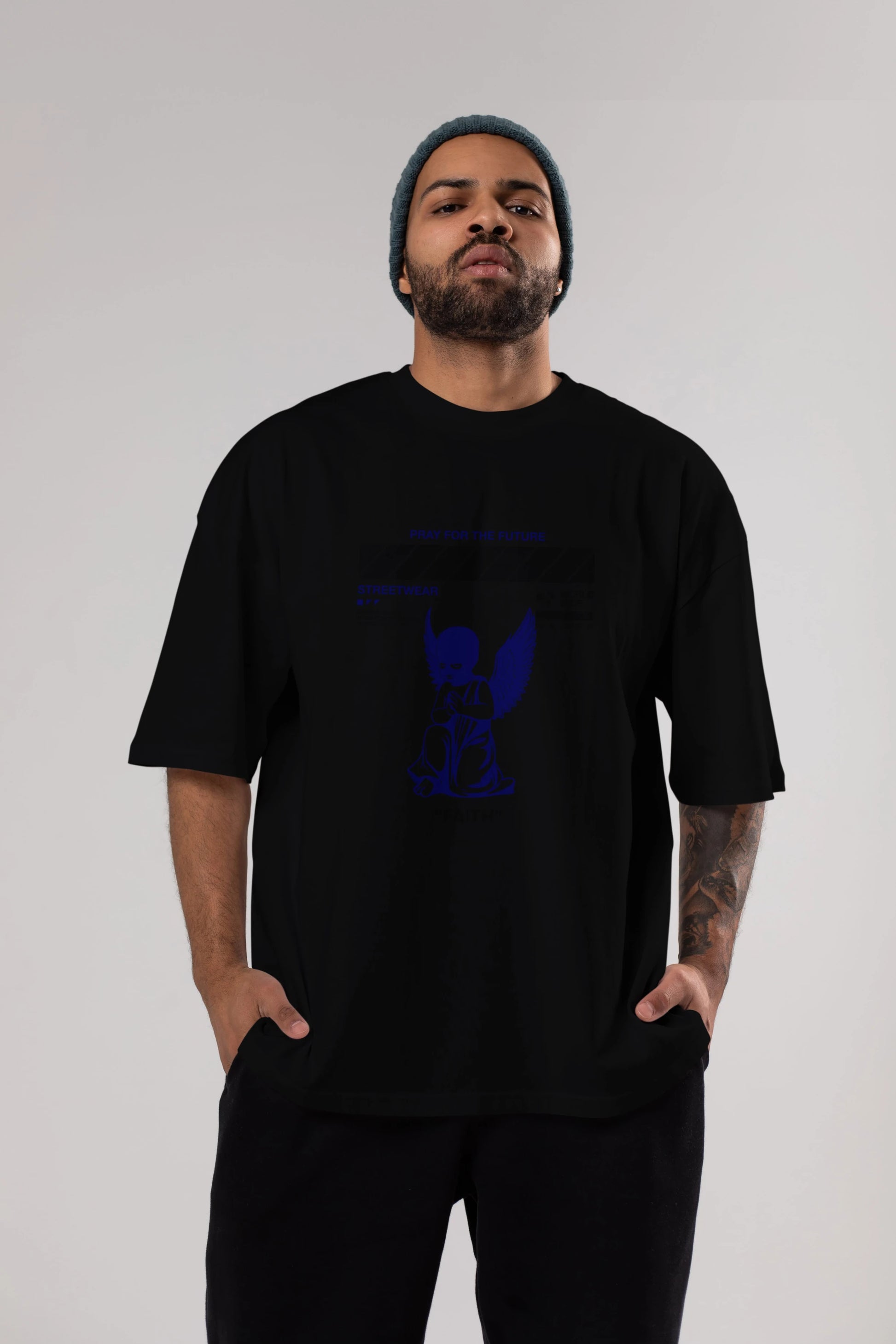 Pray for The Future Ön Baskılı Oversize t-shirt Erkek Kadın Unisex
