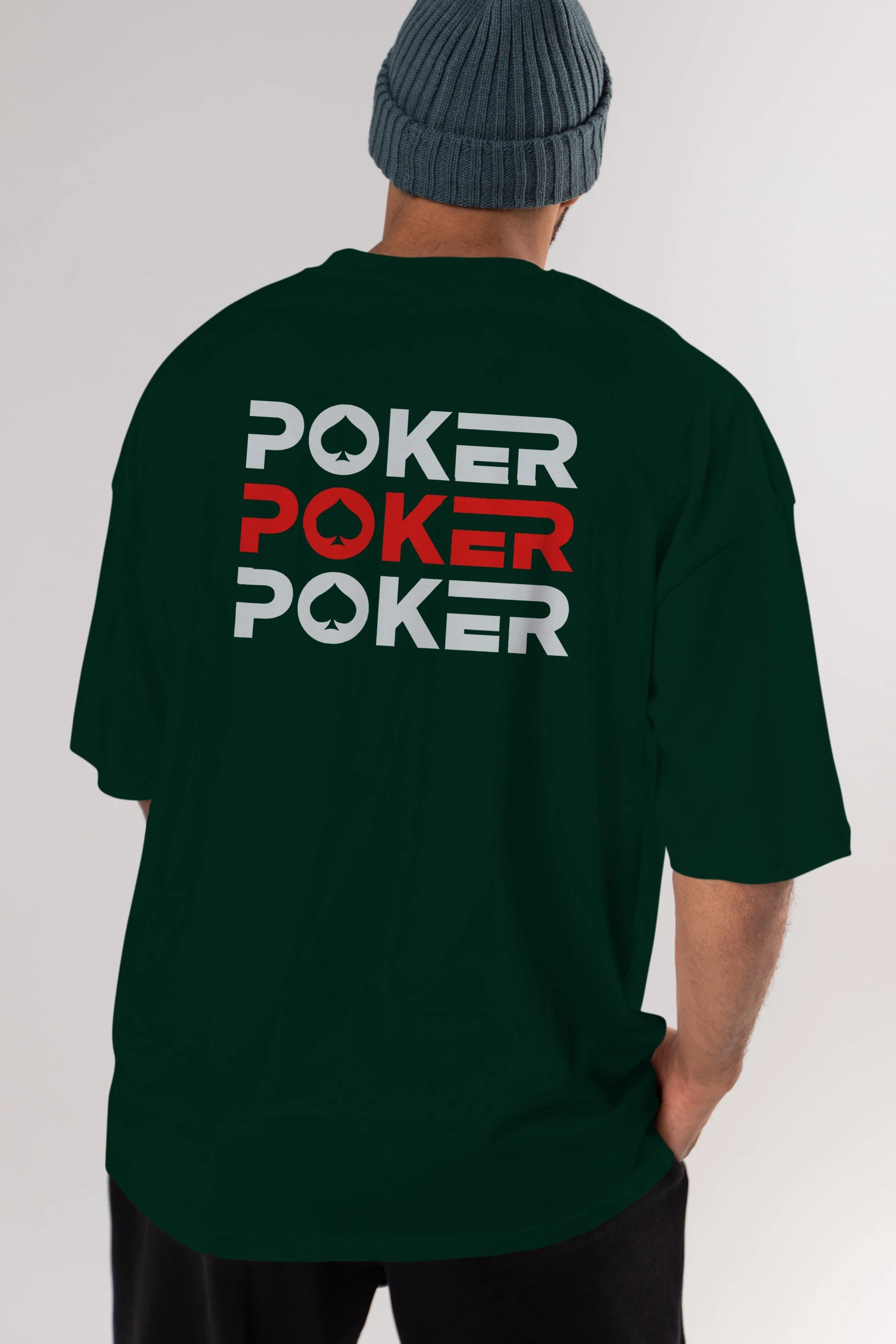 Poker Arka Baskılı Oversize t-shirt Erkek Kadın Unisex