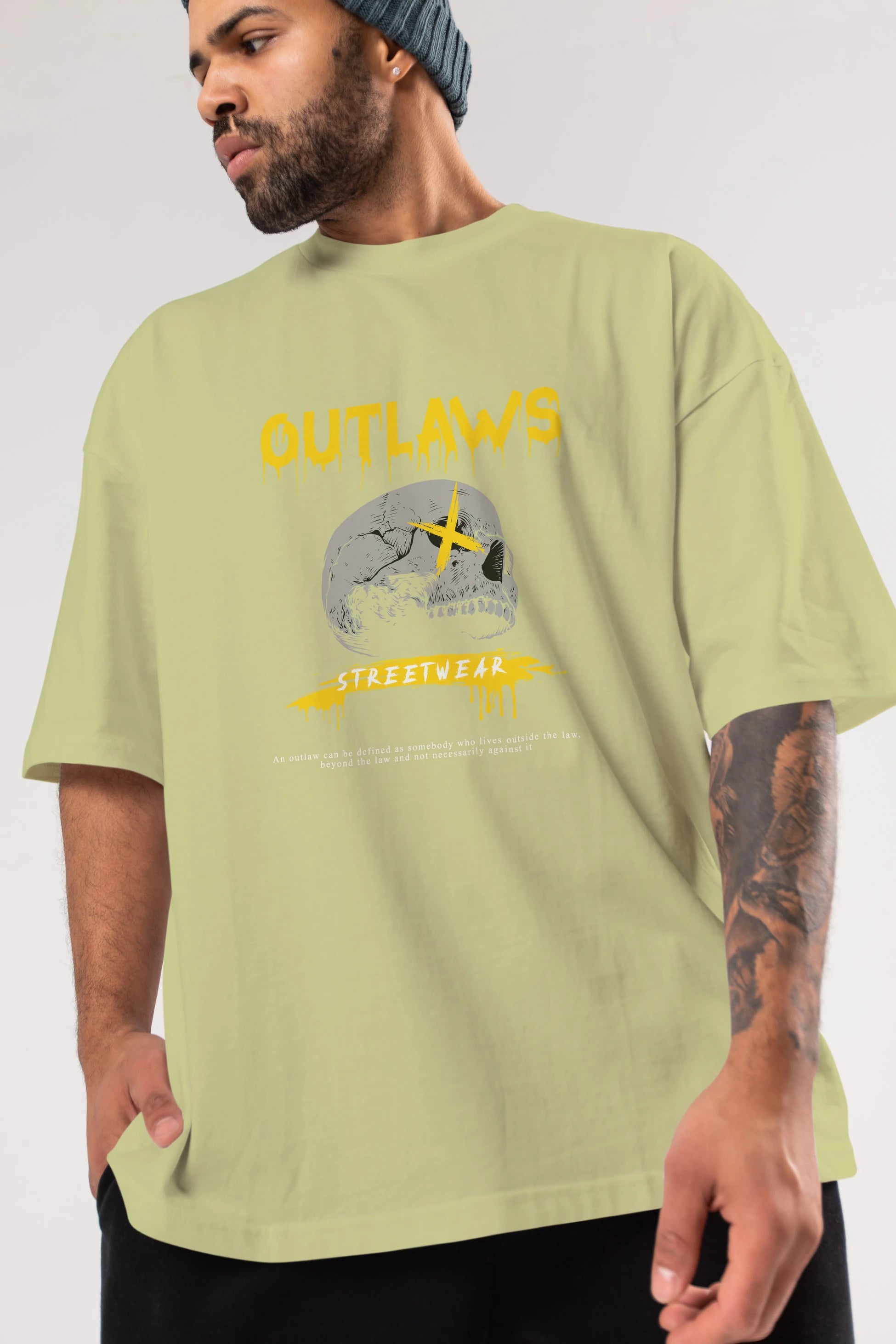 Outlaws Streetwear Ön Baskılı Oversize t-shirt Erkek Kadın Unisex