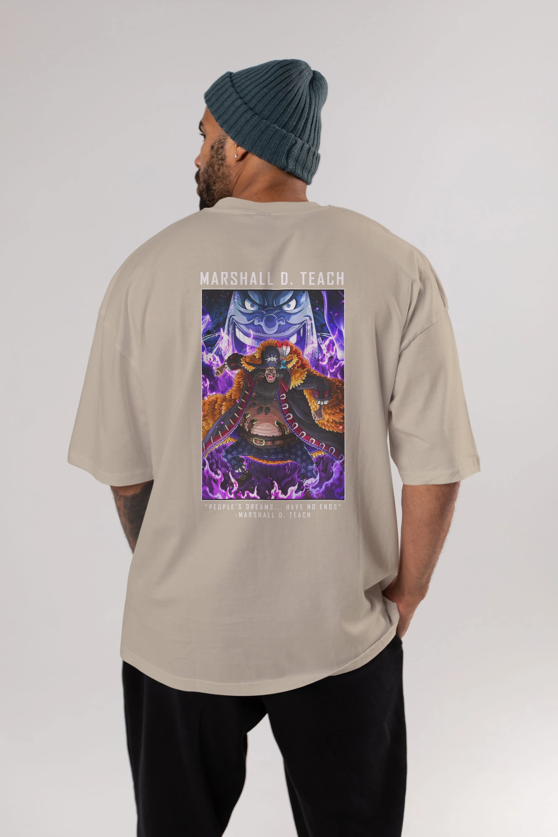 Blackbeard Anime Arka Baskılı Oversize t-shirt Erkek Kadın Unisex %100 pamuk tişort