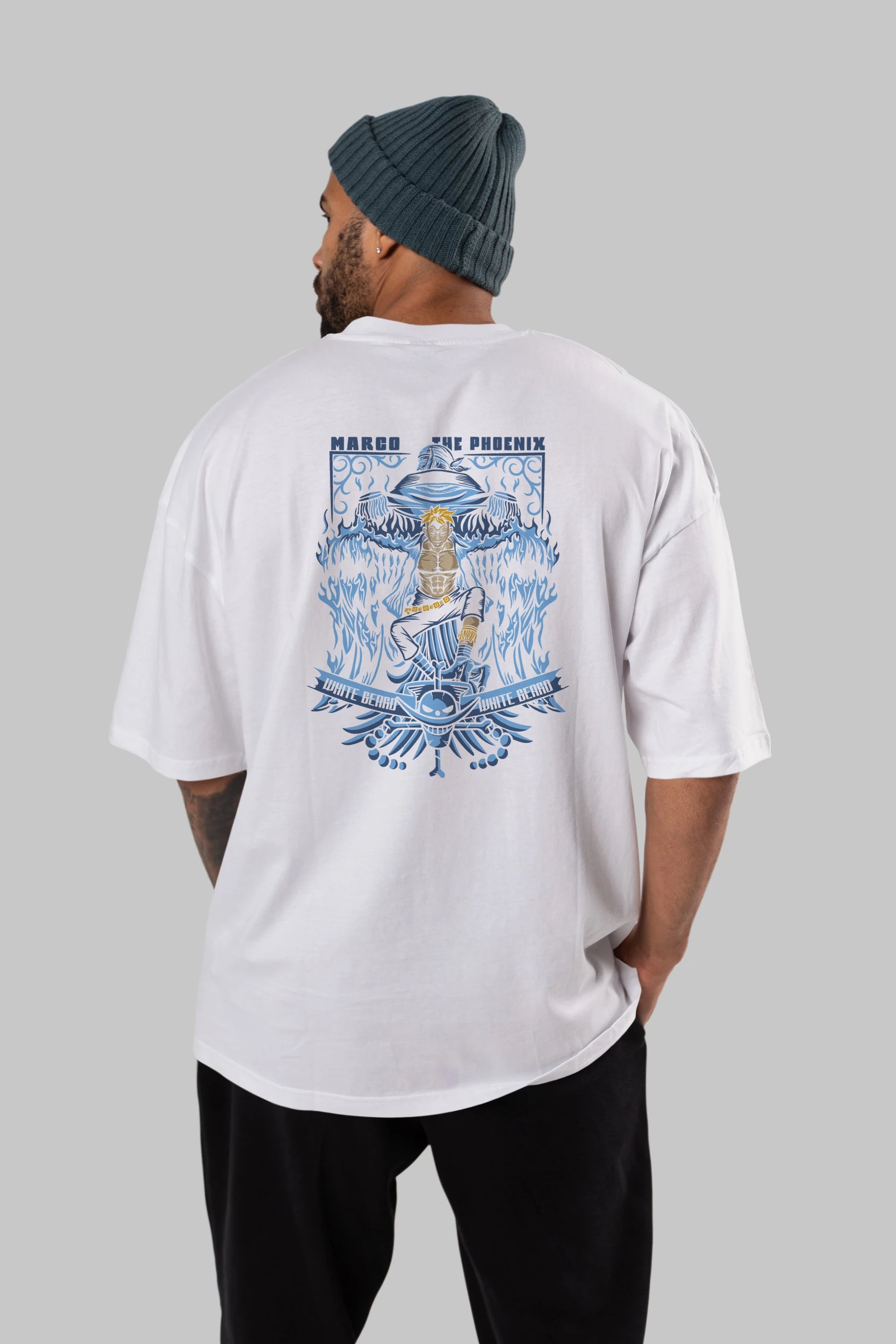 MARCO EL FENIX One Piece Anime Arka Baskılı Oversize t-shirt Erkek Kadın Unisex