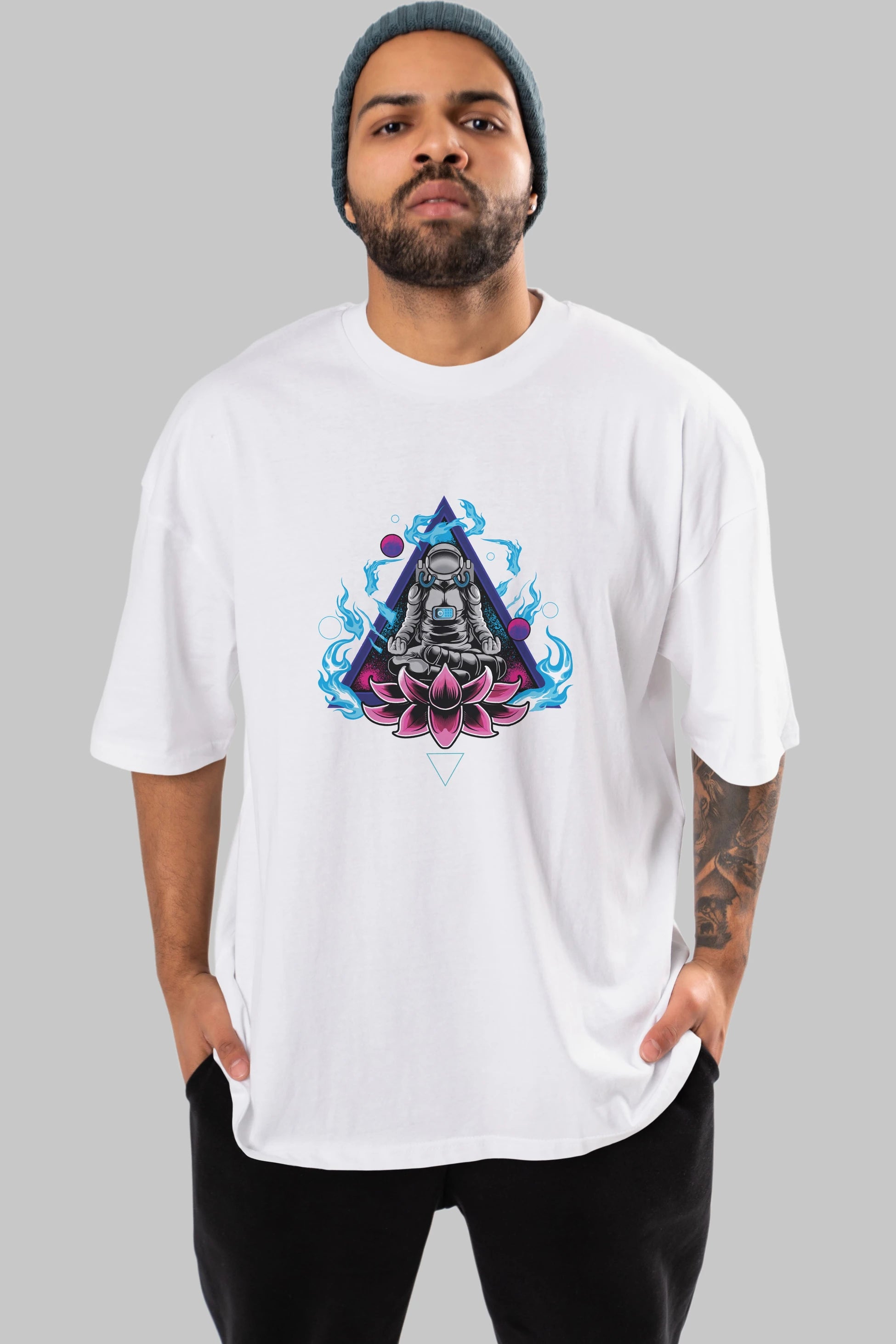 Astronaut Meditation (2) Ön Baskılı Oversize t-shirt Erkek Kadın Unisex