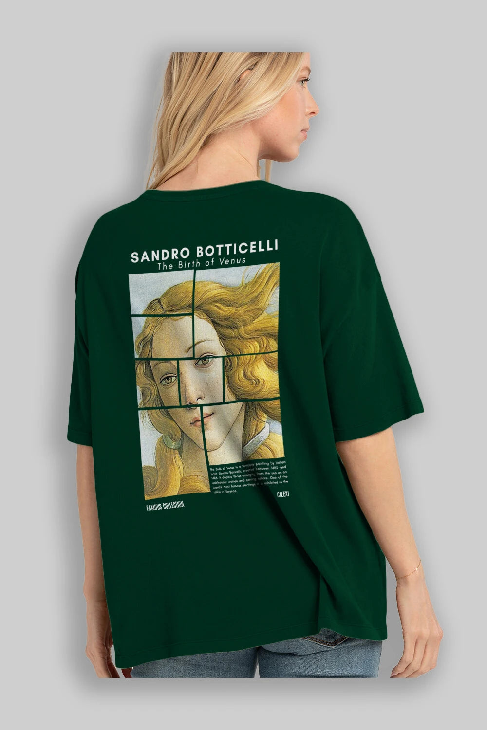 Sandro Botticelli Arka Baskılı Oversize t-shirt Erkek Kadın Bisiklet Yaka Pamuk tişort