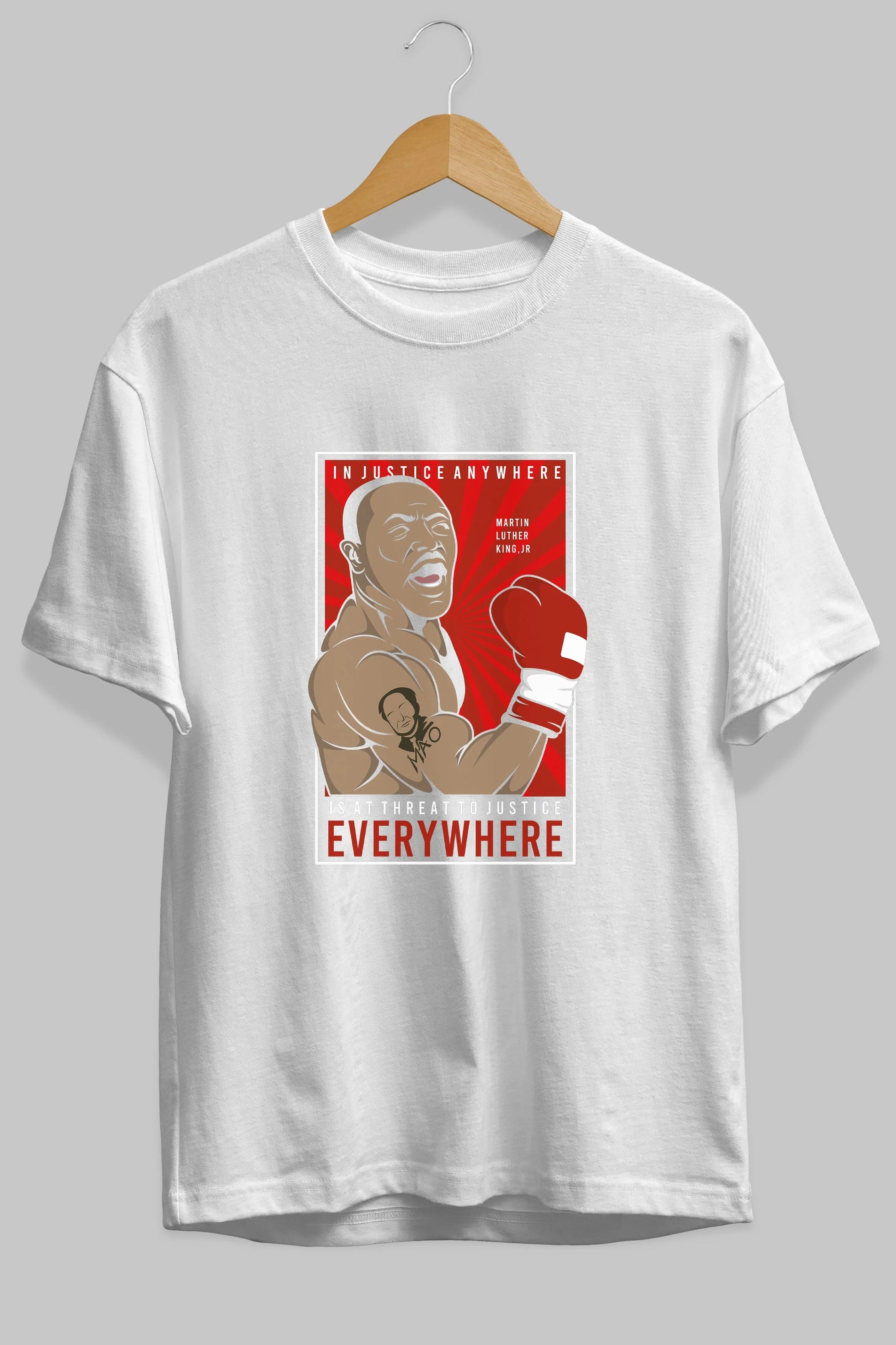 Luther King Boxer Ön Baskılı Oversize t-shirt Erkek Kadın Unisex %100 Pamuk tişort