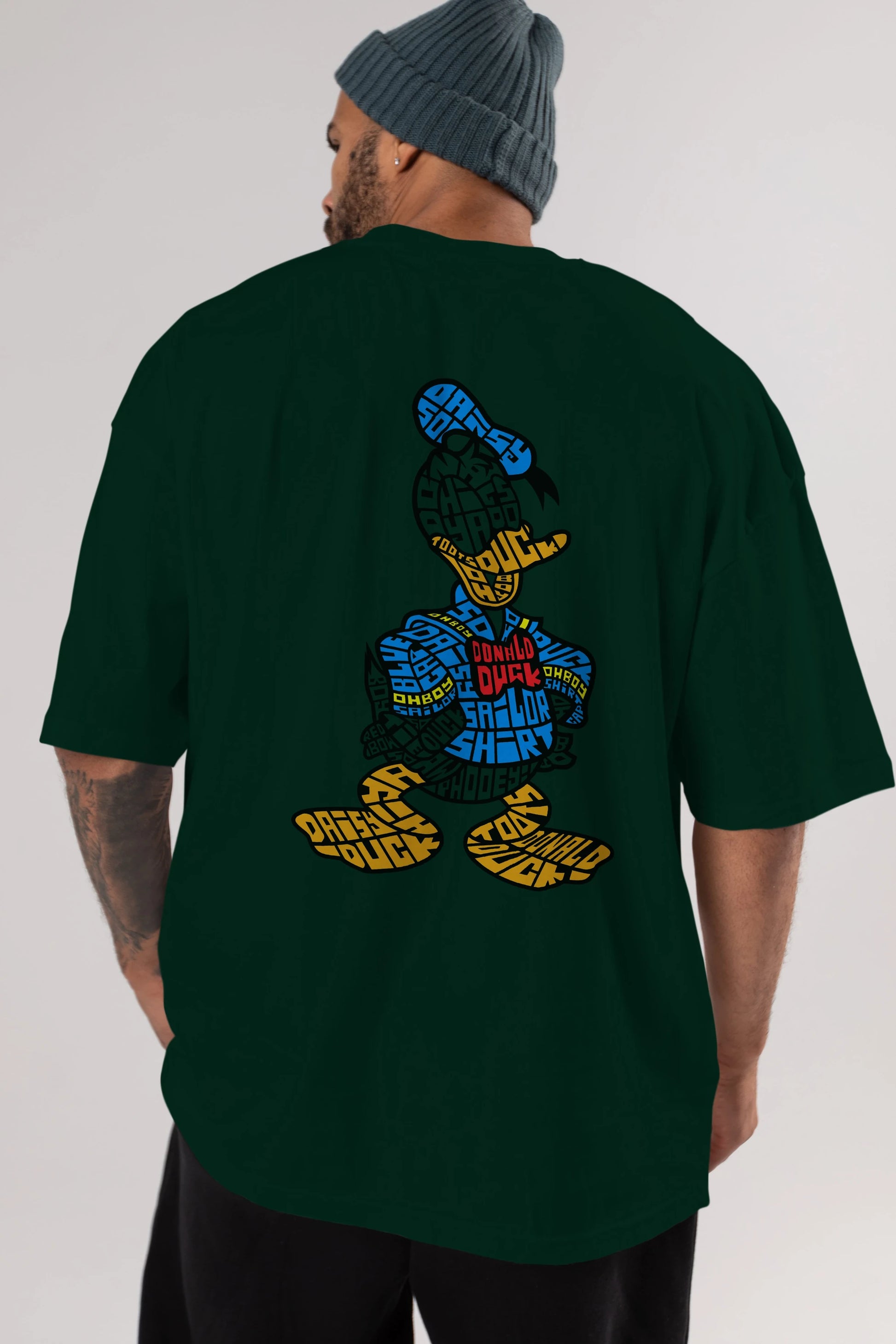 Donald Arka Baskılı Oversize t-shirt %100 pamuk Erkek Kadın Unisex