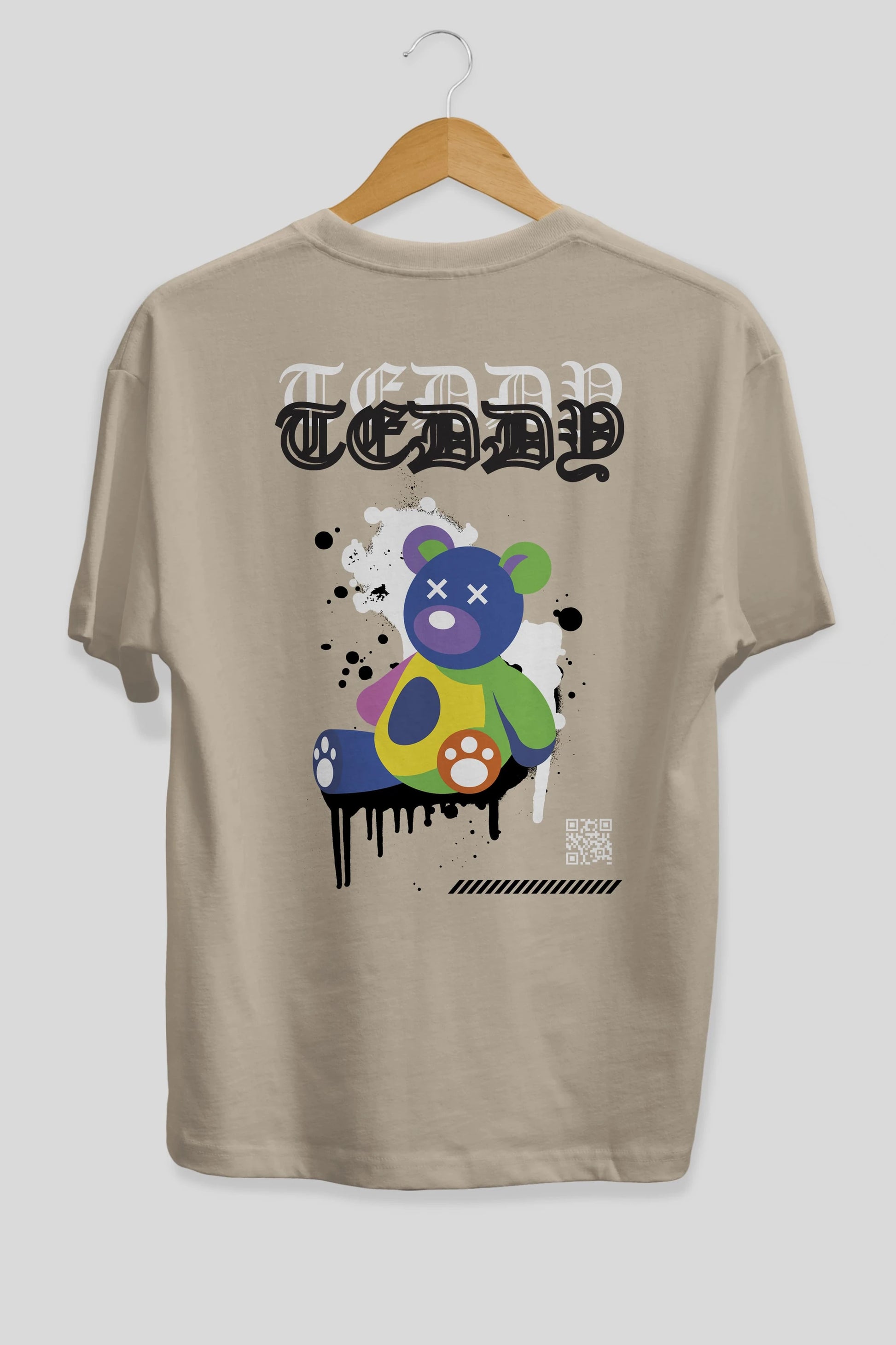 Teddy Bear Arka Baskılı Oversize t-shirt Erkek Kadın Unisex