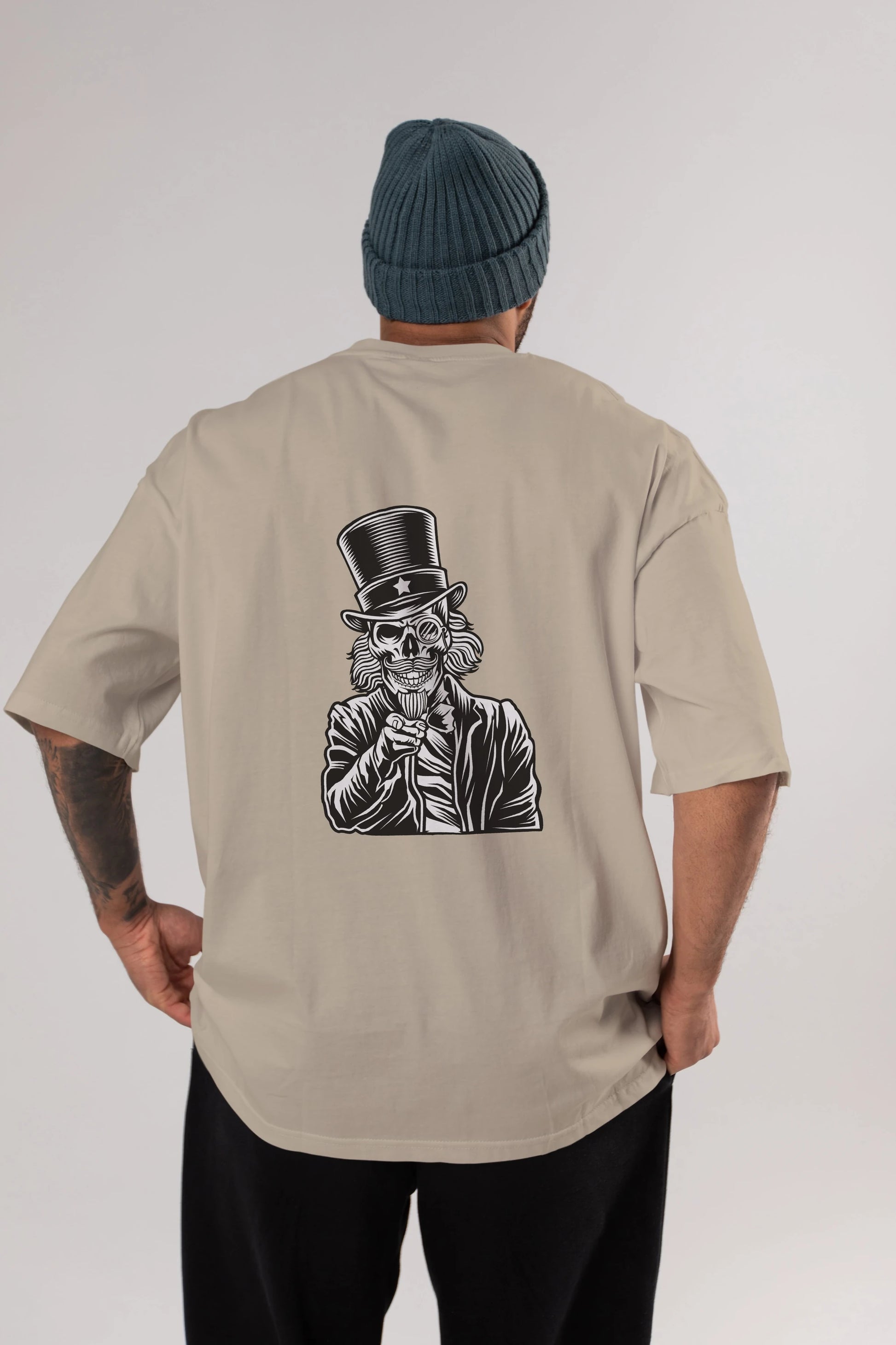 I Want You Skull Arka Baskılı Oversize t-shirt Erkek Kadın Unisex %100 Pamuk tişort