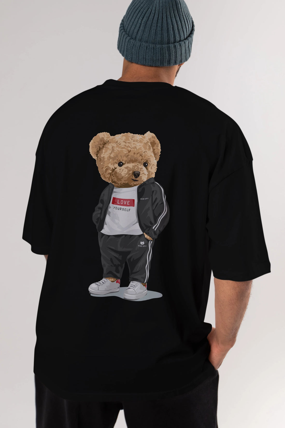 Teddy Bear Love Yourself Arka Baskılı Oversize t-shirt Erkek Kadın Unisex %100 Pamuk