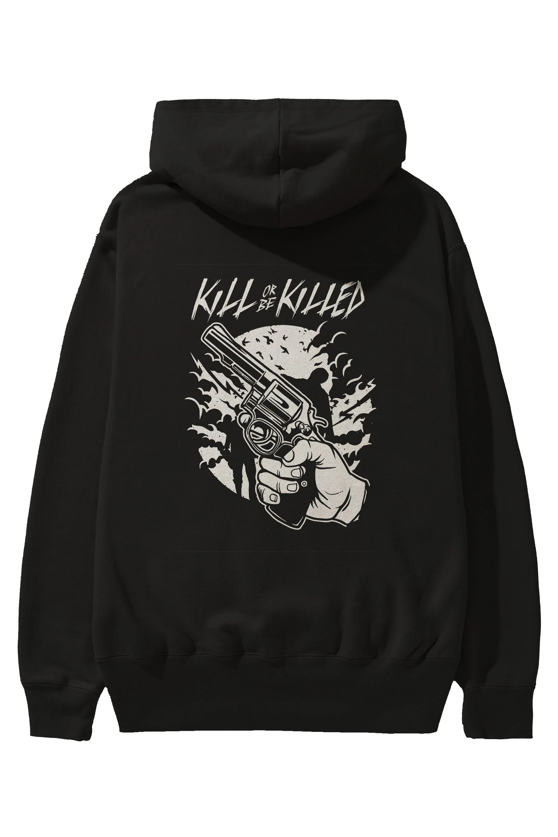 Zombie Shooter Arka Baskılı Hoodie Oversize Kapüşonlu Sweatshirt Erkek Kadın Unisex