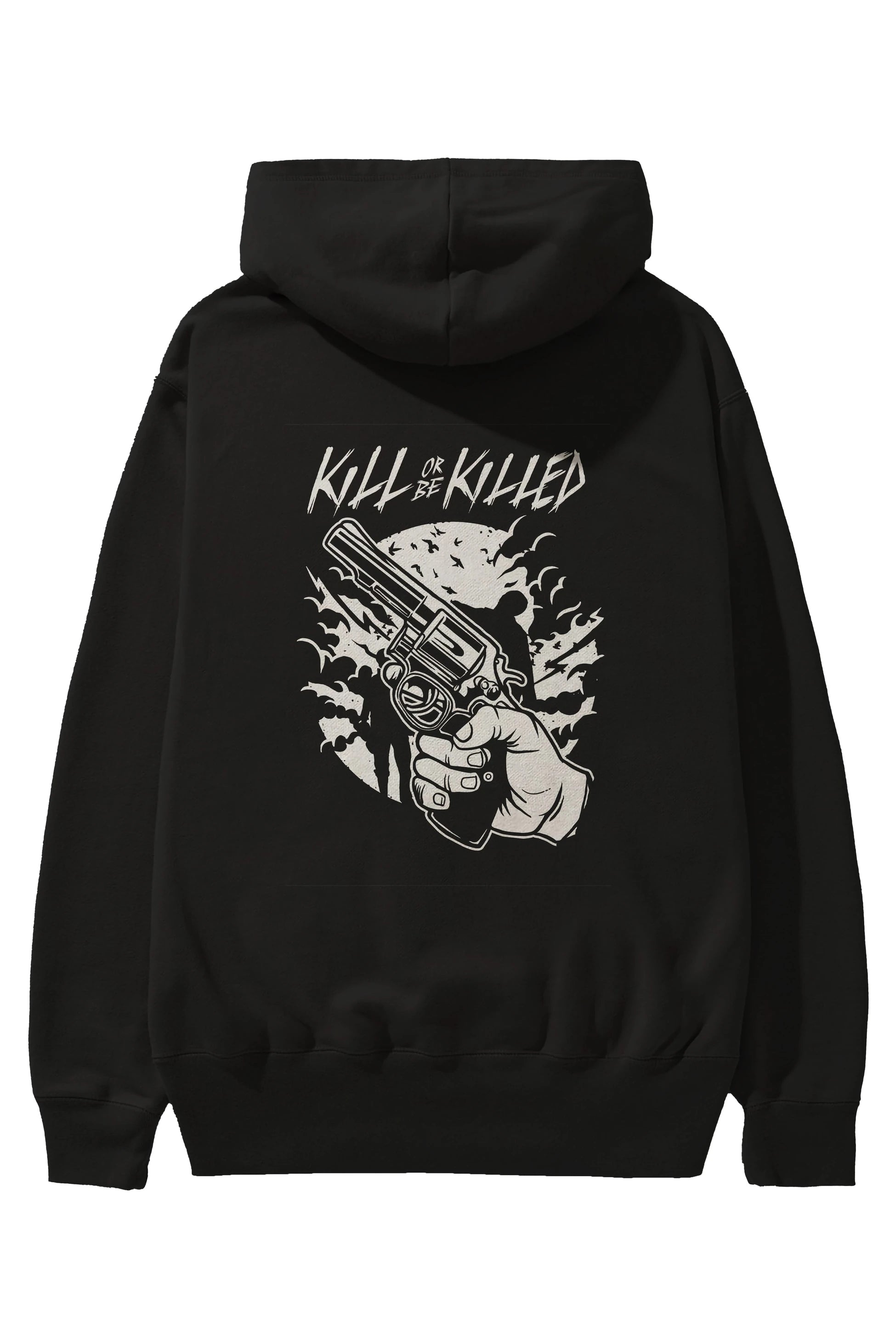 Zombie Shooter Arka Baskılı Hoodie Oversize Kapüşonlu Sweatshirt Erkek Kadın Unisex