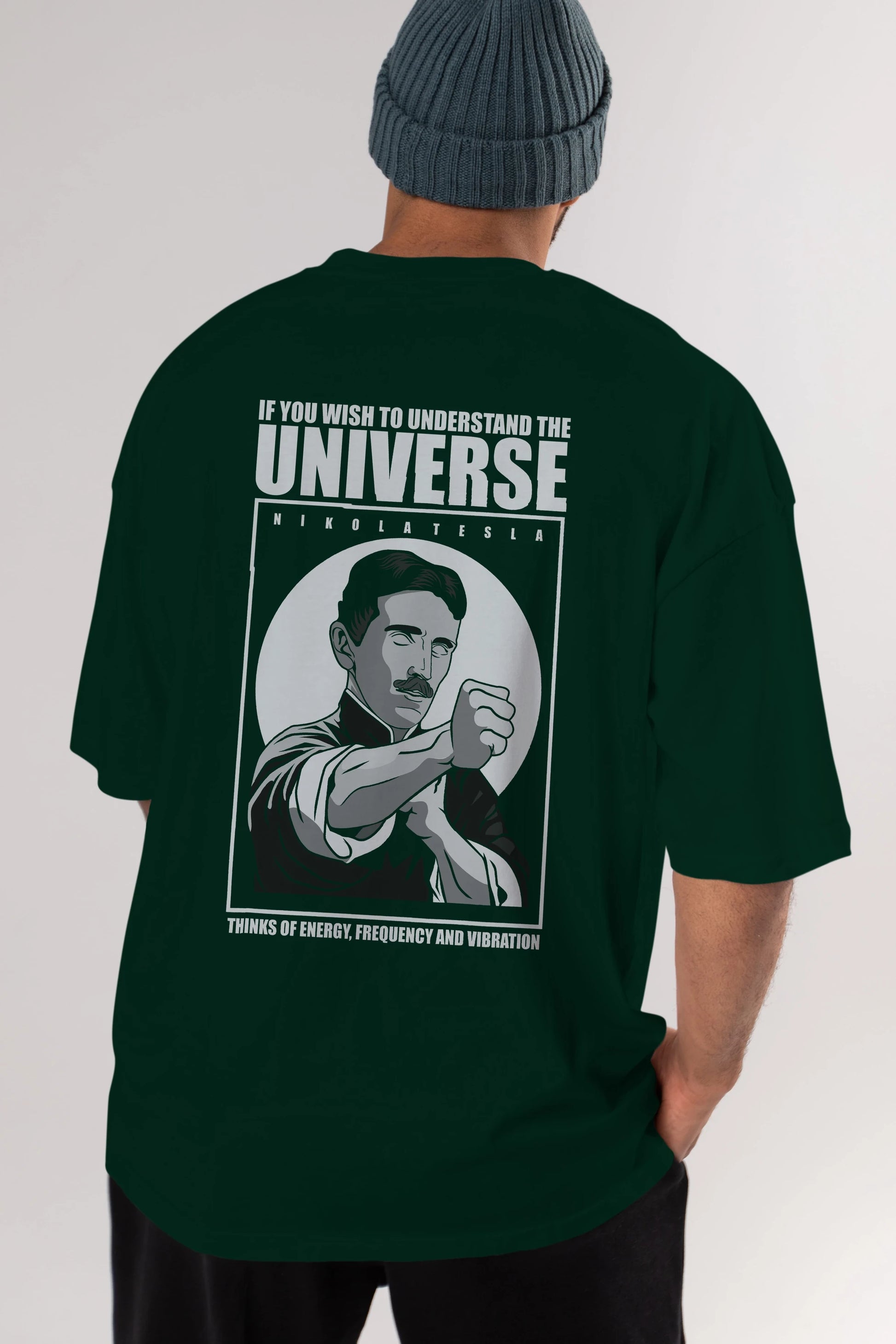 Nicola Tesla Ip Man Arka Baskılı Oversize t-shirt Erkek Kadın Unisex %100 Pamuk tişort