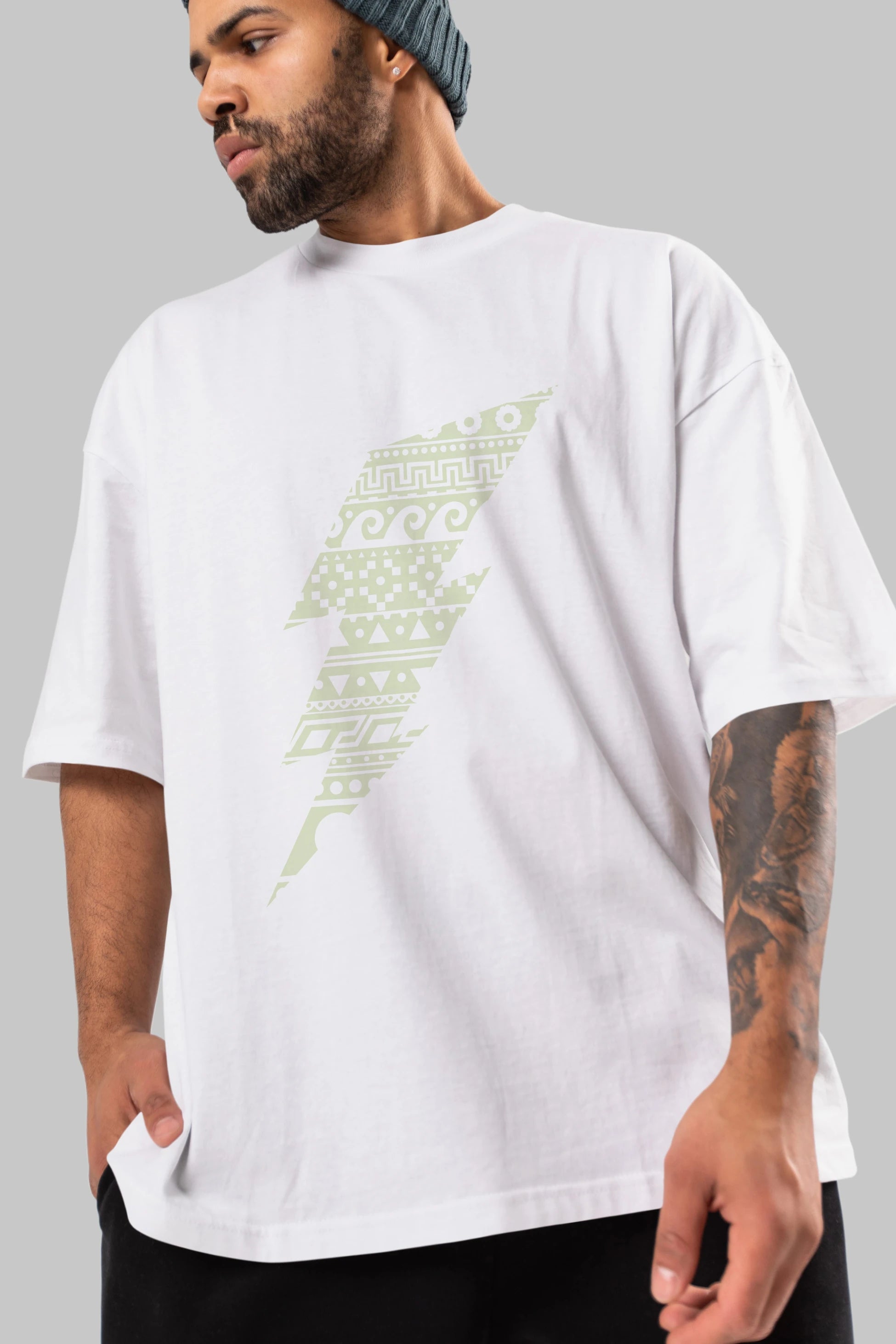 Thunderbolt Ön Baskılı Oversize t-shirt %100 pamuk Erkek Kadın Unisex