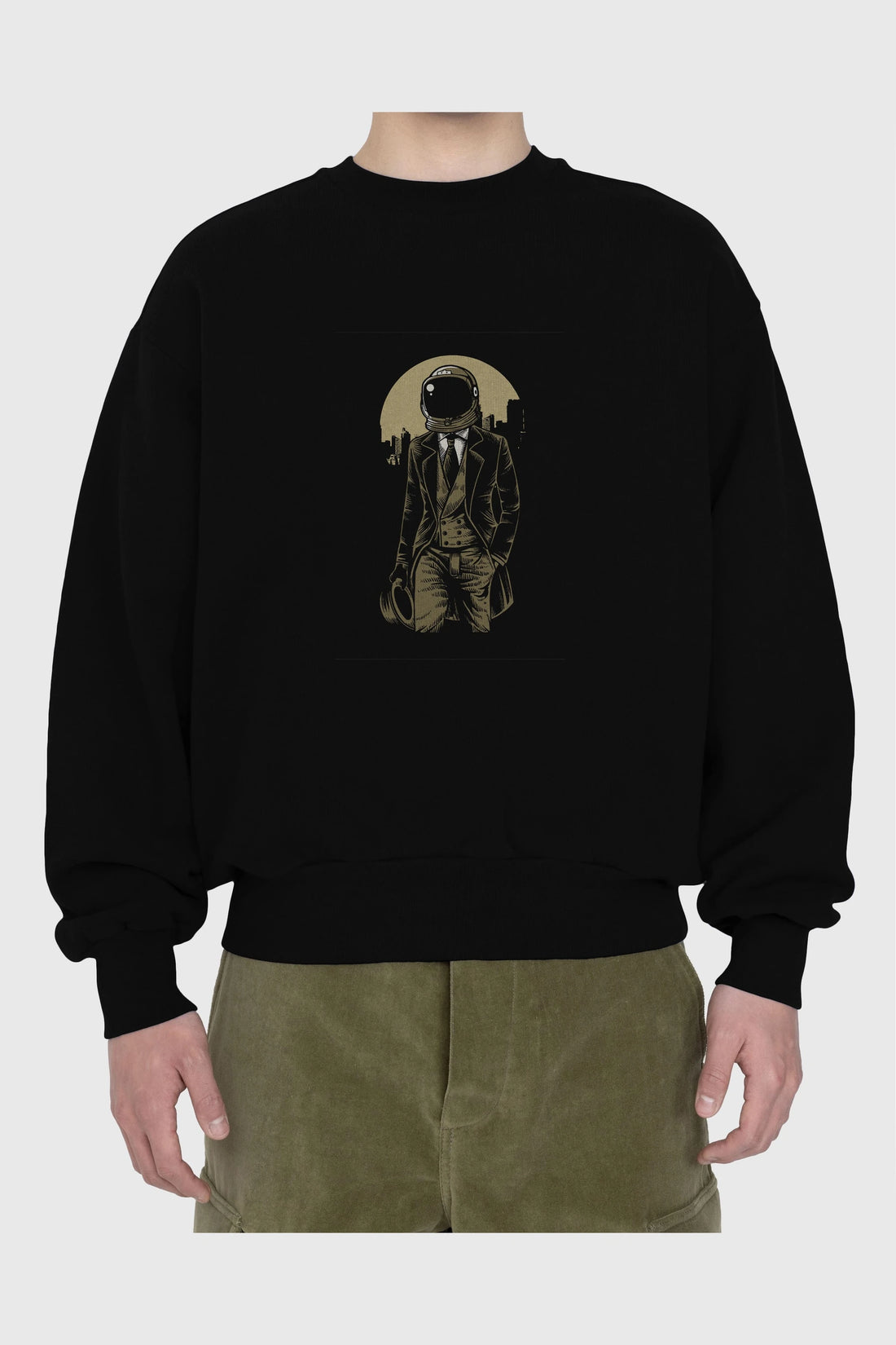Classic Astronaut Ön Baskılı Oversize Sweatshirt Erkek Kadın Unisex