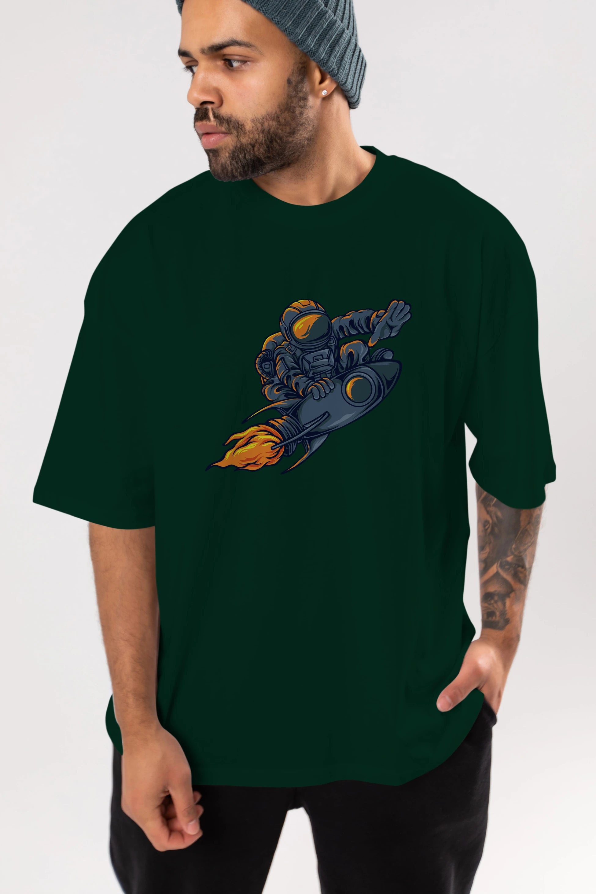 Astrocket Illustration Tshirt Ön Baskılı Oversize t-shirt Erkek Kadın Unisex