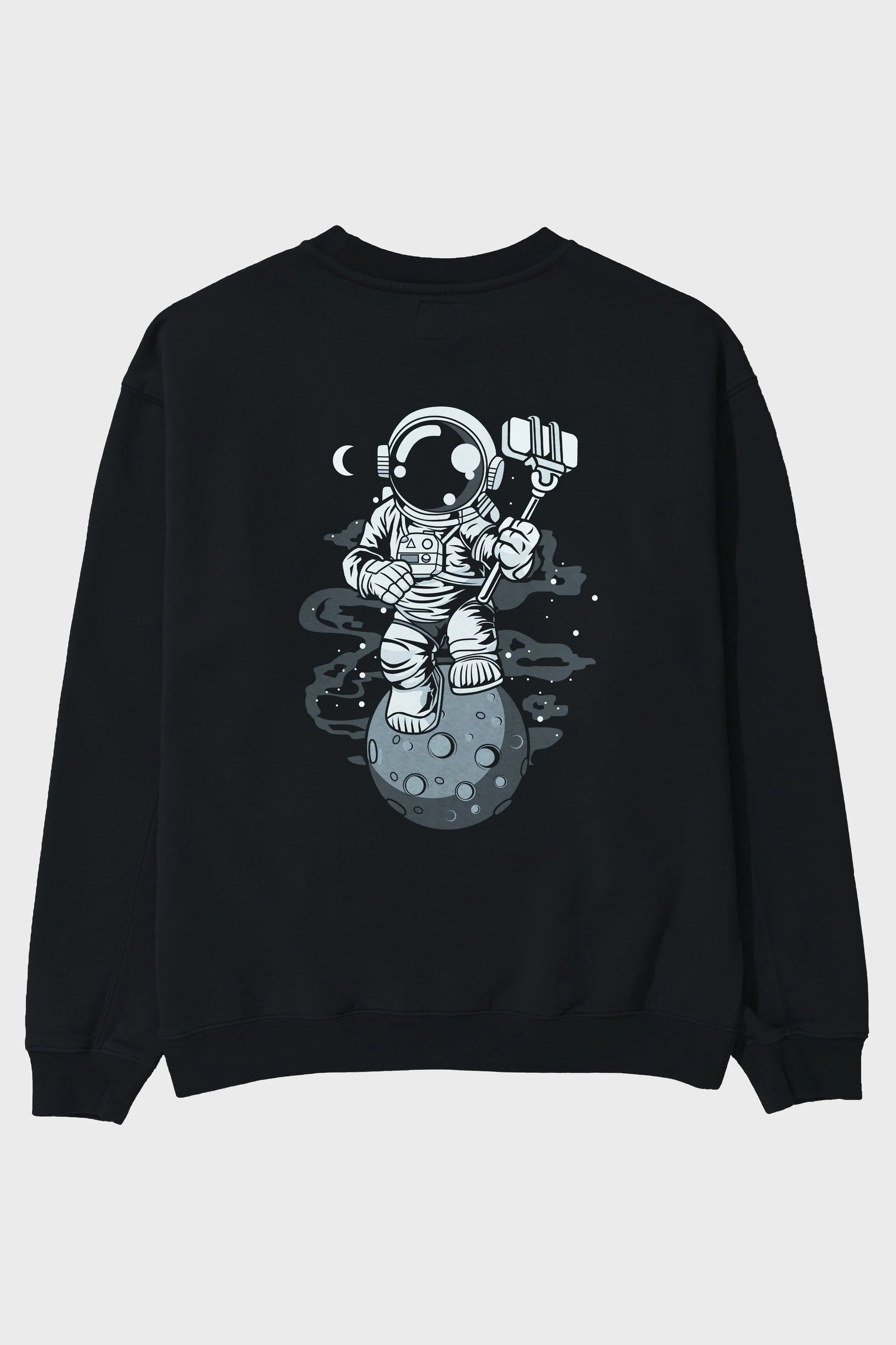 Astronaut Selfie Arka Baskılı Oversize Sweatshirt Erkek Kadın Unisex