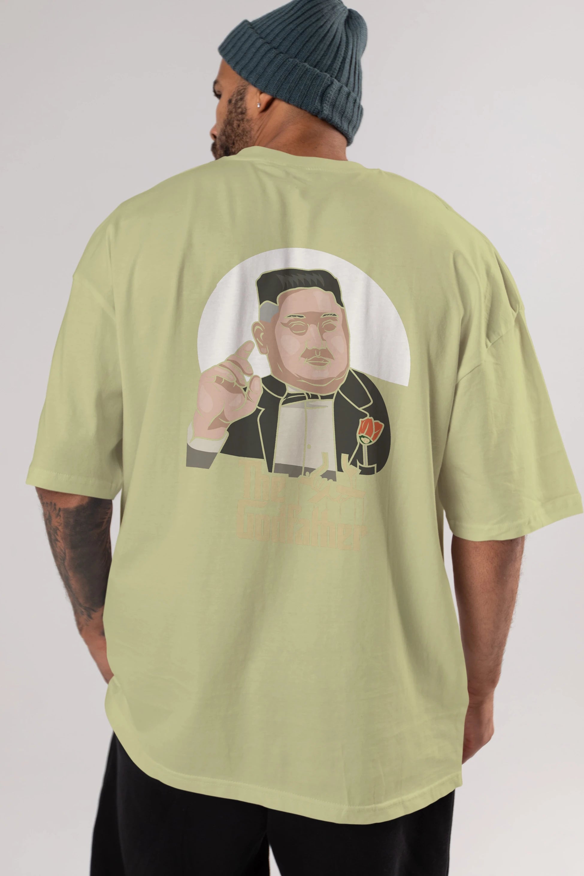 Godfather Jong Un Arka Baskılı Oversize t-shirt Erkek Kadın Unisex %100 Pamuk tişort