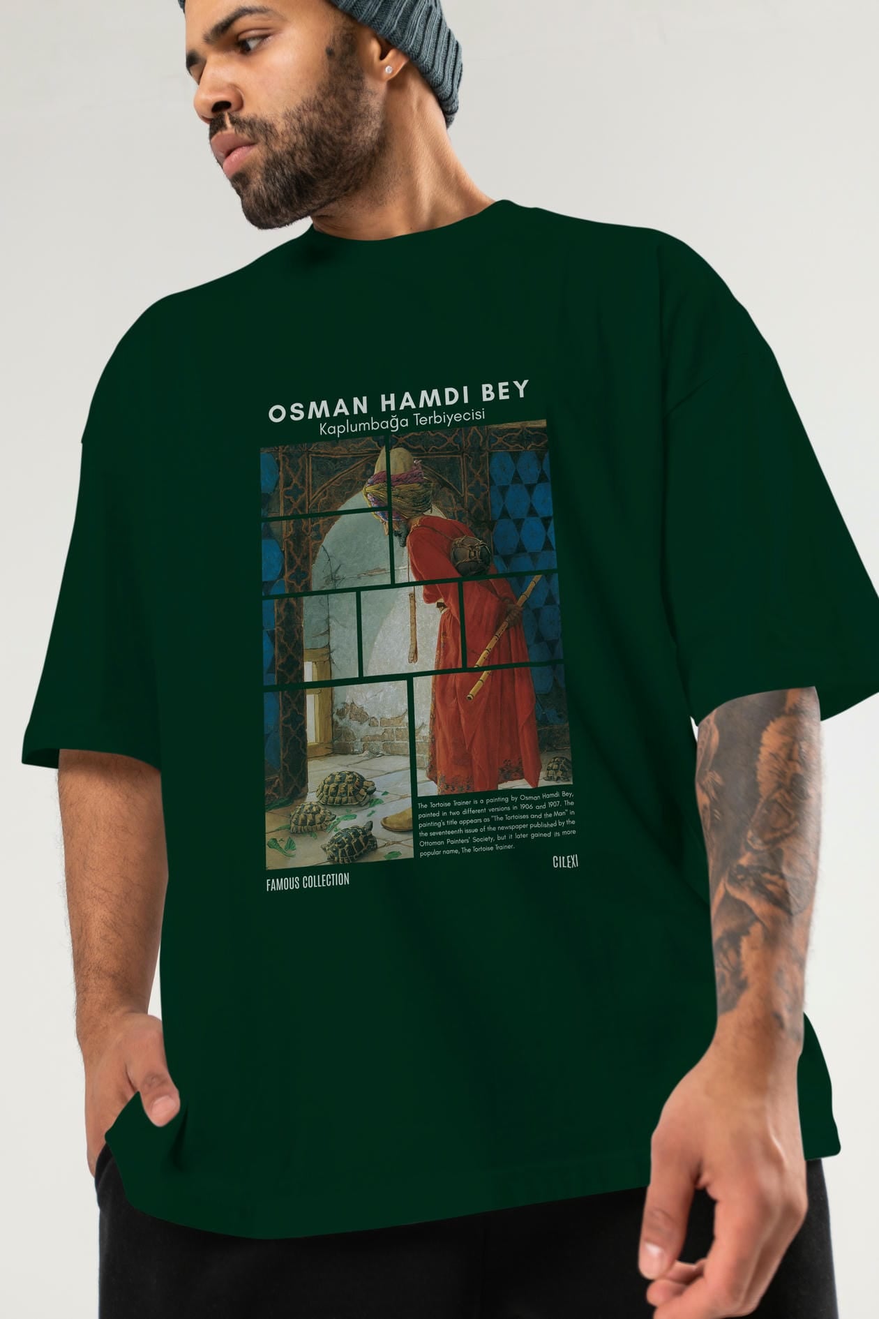 Osman Hamdi Bey ön Baskılı Oversize t-shirt Erkek Kadın Bisiklet Yaka Pamuk tişort