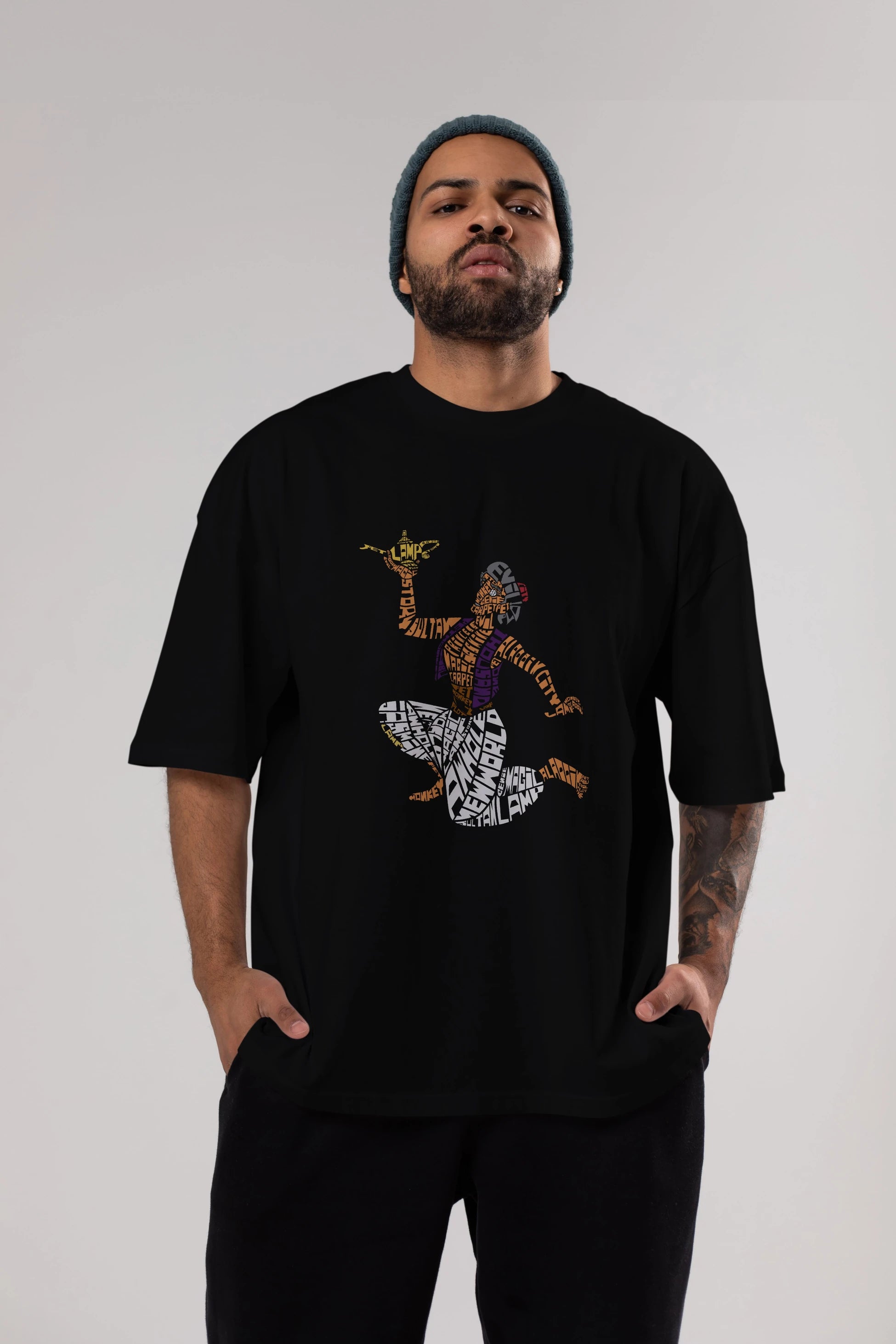 Aladdin Ön Baskılı Oversize t-shirt %100 pamuk Erkek Kadın Unisex