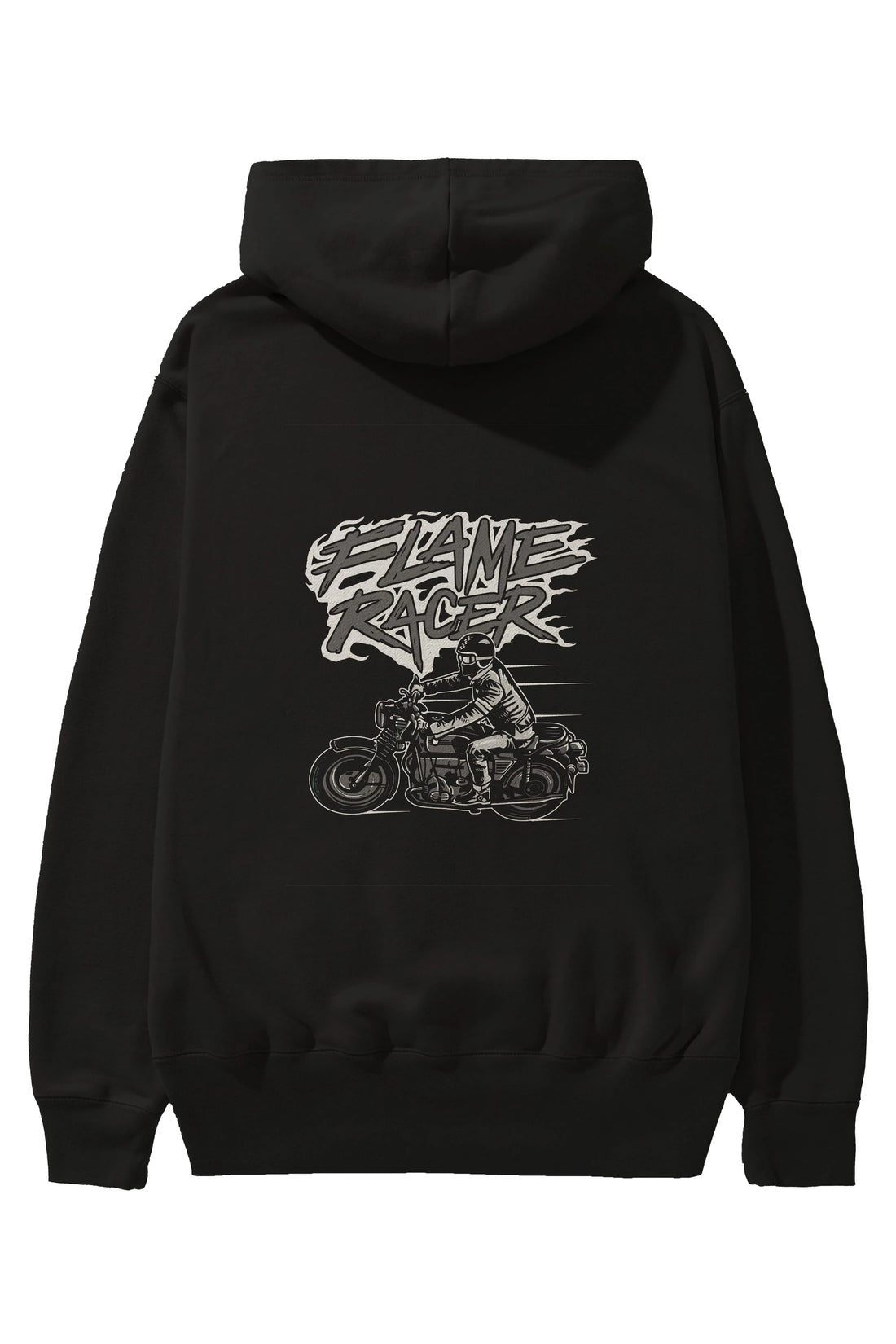 Flame Racer Arka Baskılı Hoodie Oversize Kapüşonlu Sweatshirt Erkek Kadın Unisex