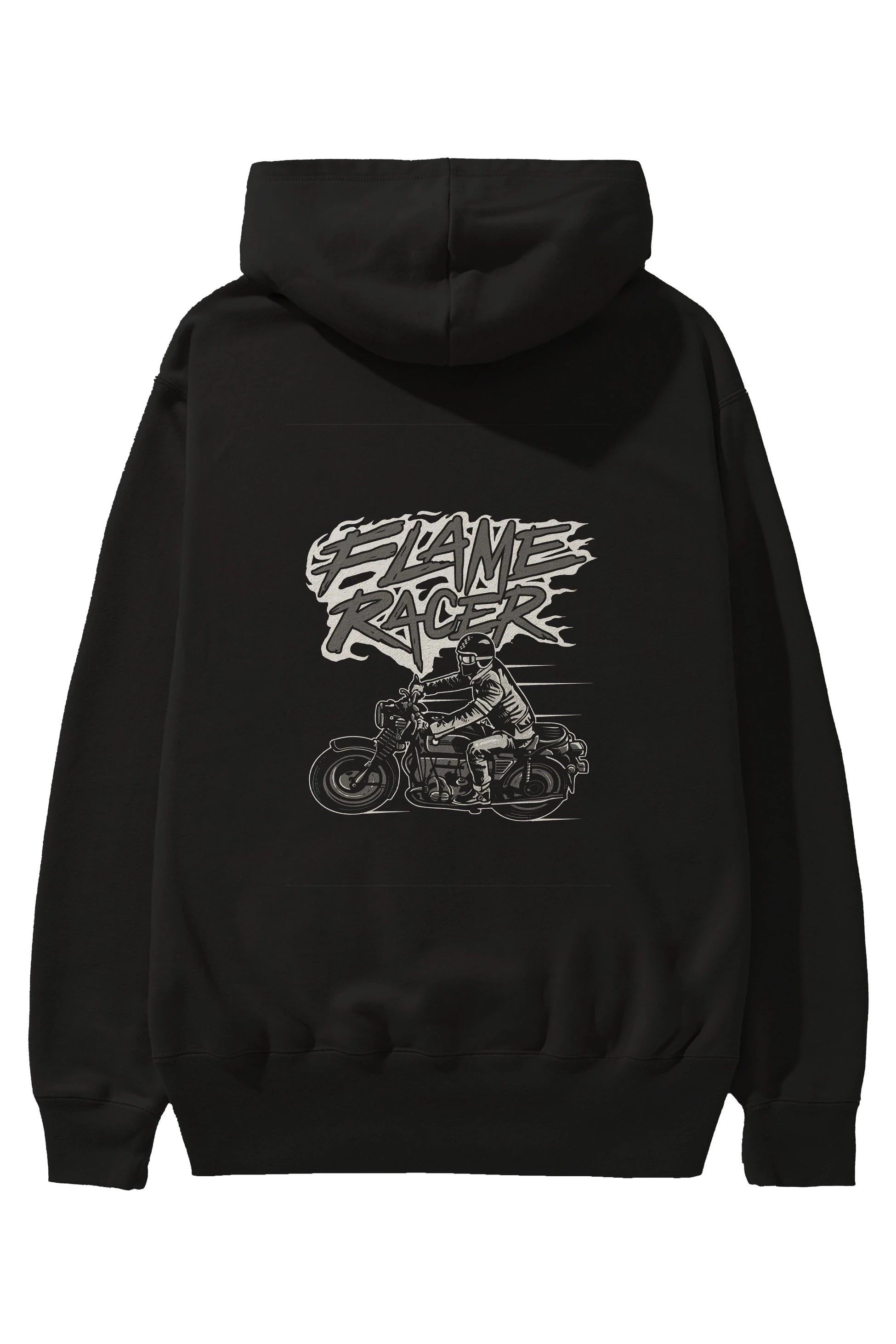 Flame Racer Arka Baskılı Hoodie Oversize Kapüşonlu Sweatshirt Erkek Kadın Unisex