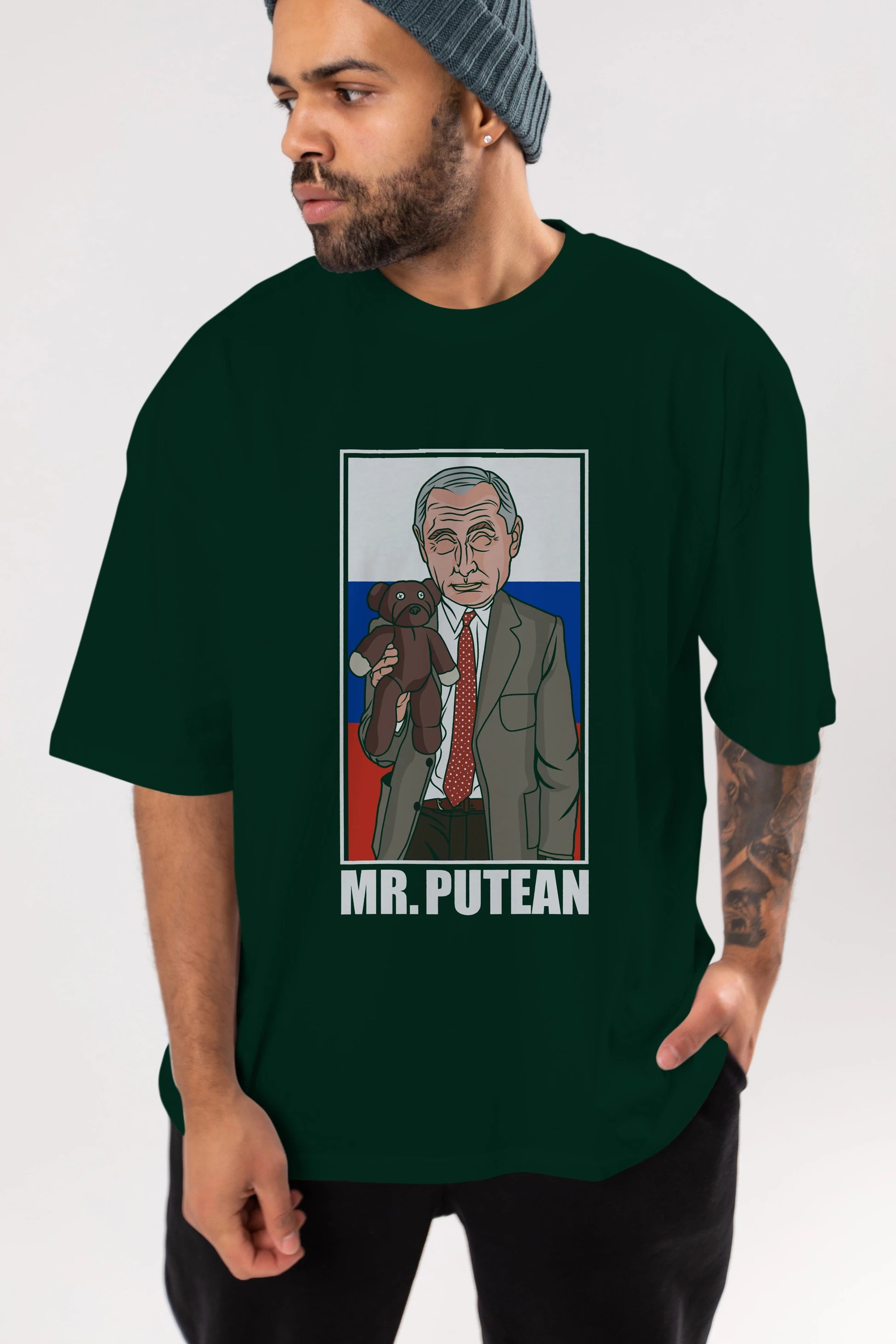 Mr Putean Ön Baskılı Oversize t-shirt Erkek Kadın Unisex %100 Pamuk tişort