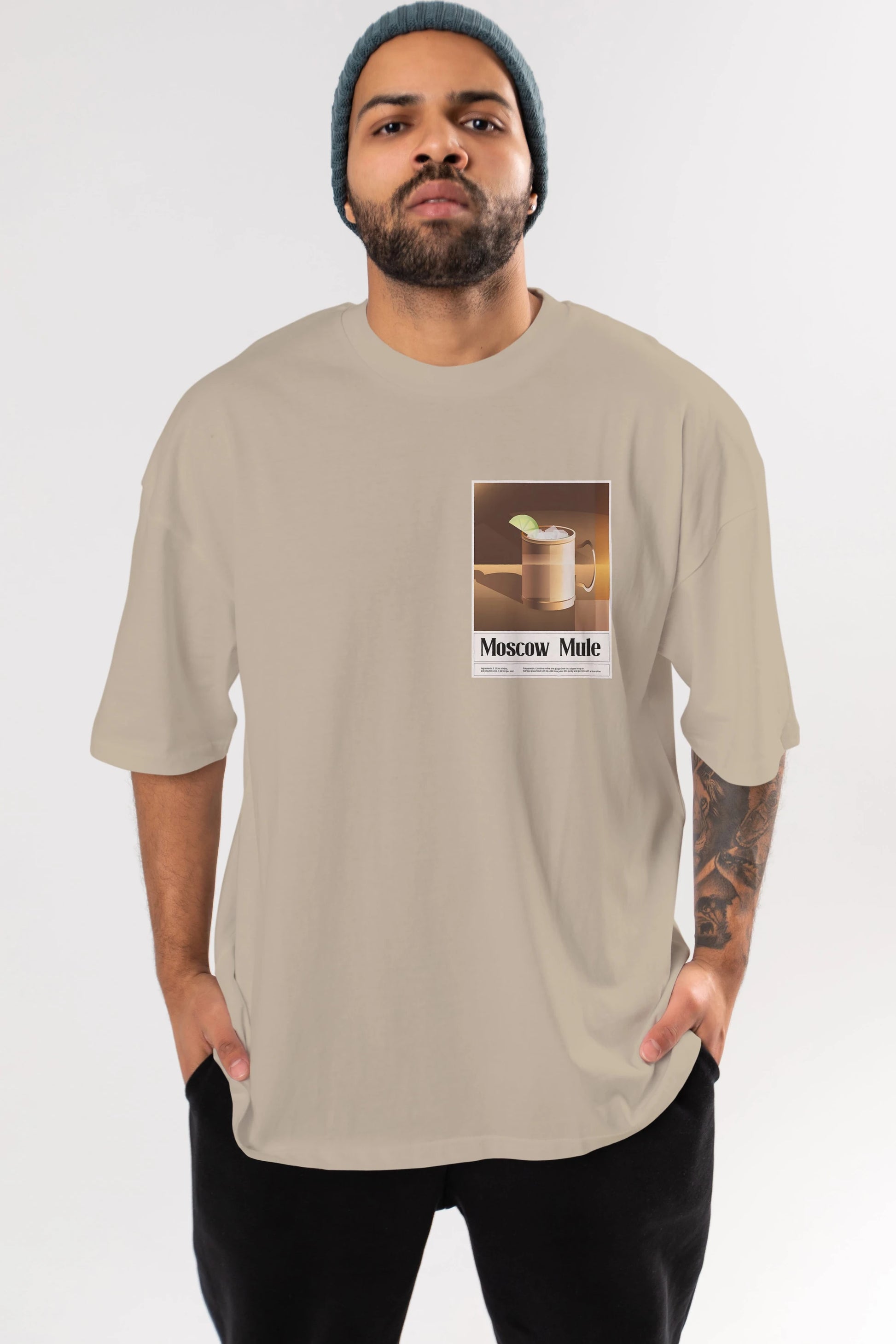 Moscow Mule 3 Ön Sol Baskılı Oversize t-shirt Erkek Kadın Unisex %100 Pamuk Bisiklet Yaka tişort