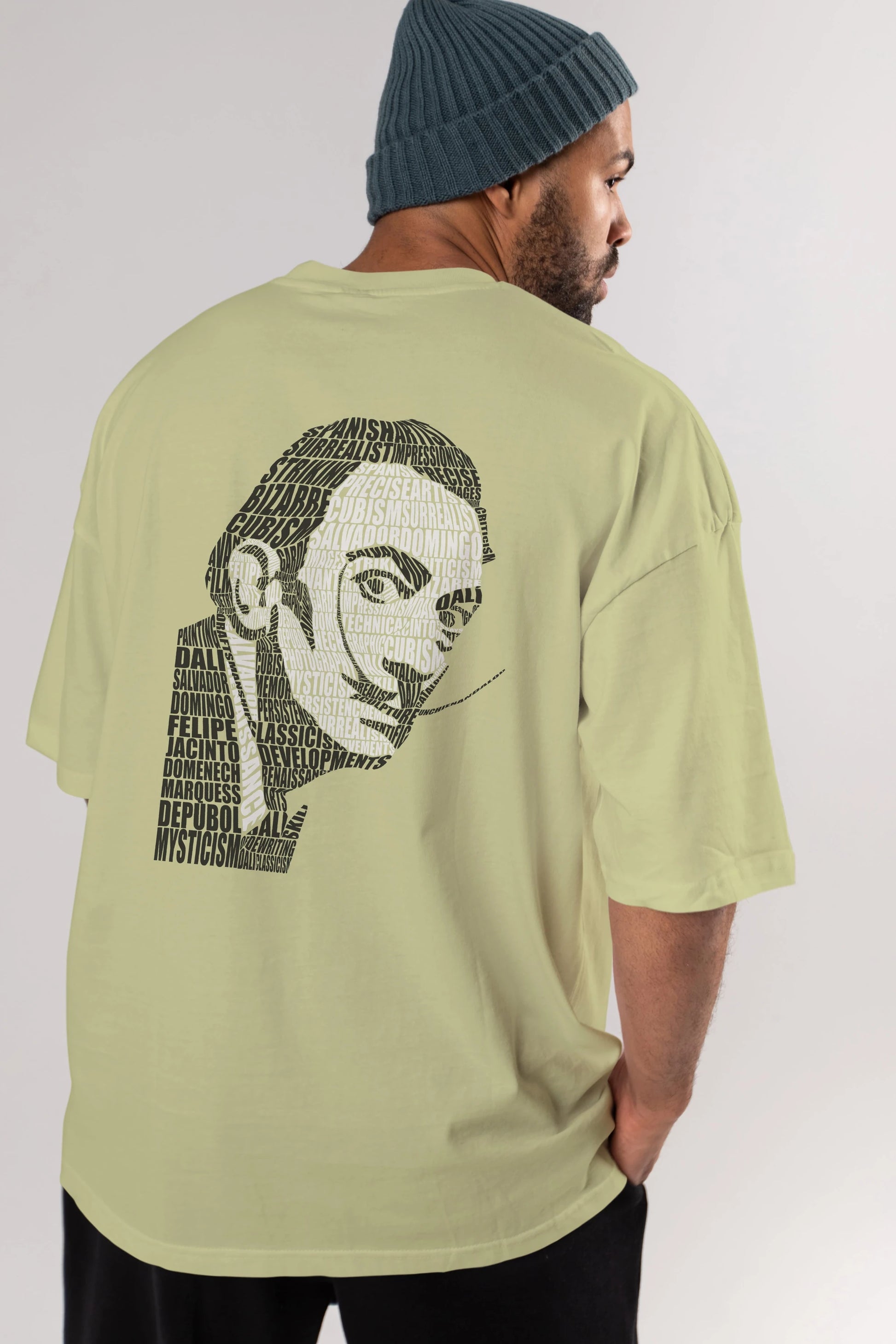Salvador Dali Calligram Arka Baskılı Oversize t-shirt %100 pamuk Erkek Kadın Unisex