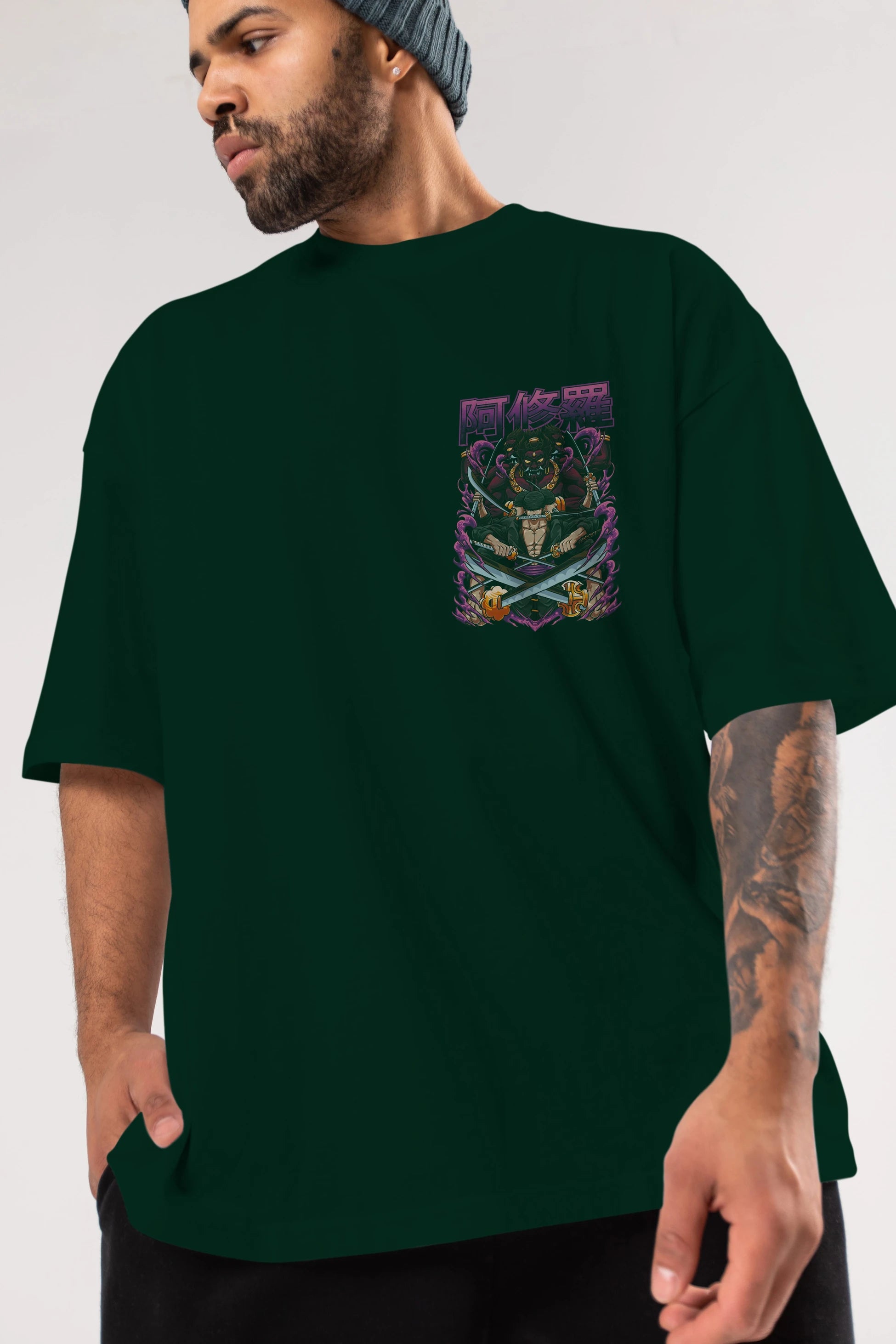 Roronoa Zoro 1 Ön Sol Baskılı Oversize t-shirt Erkek Kadın Unisex %100 Pamuk Bisiklet Yaka tişort