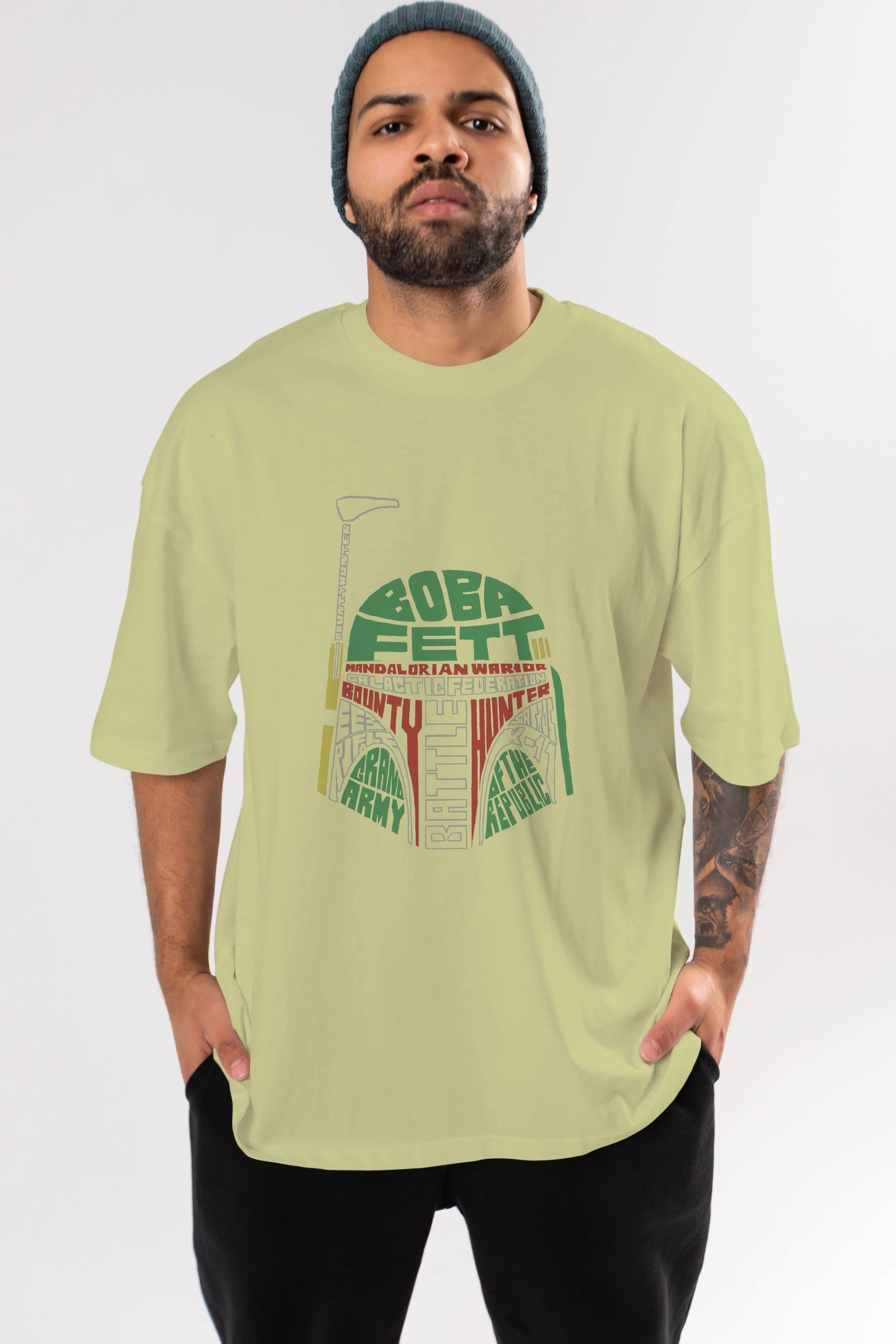 Boba Fett (2) Ön Baskılı Oversize t-shirt %100 pamuk Erkek Kadın Unisex
