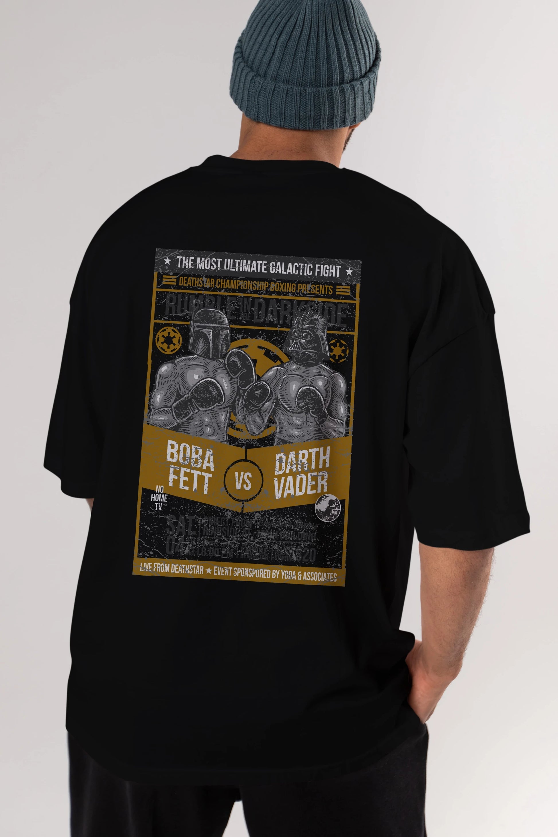 Rumble In The Darkside Arka Baskılı Oversize t-shirt Erkek Kadın Unisex %100 Pamuk