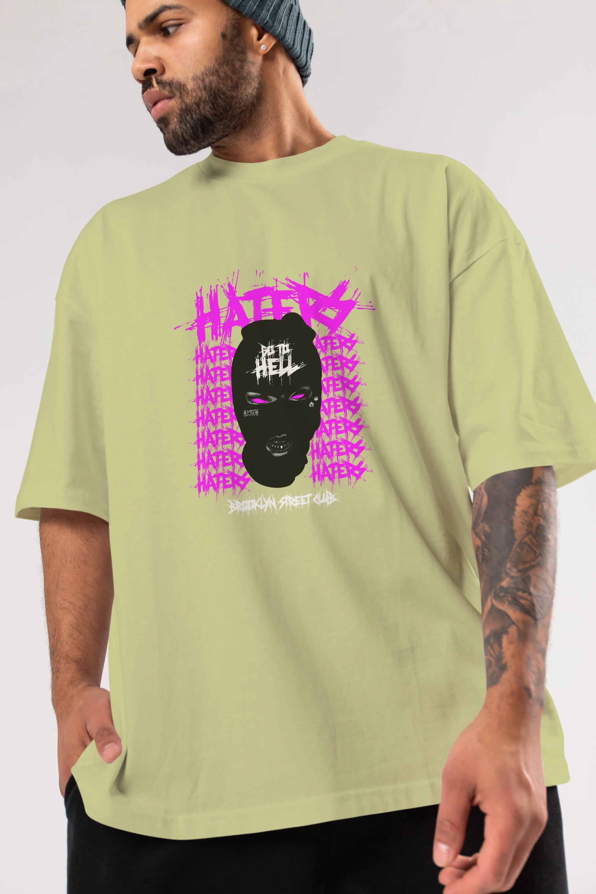 Haters Brooklyn Street Club Ön Baskılı Oversize t-shirt Erkek Kadın Unisex