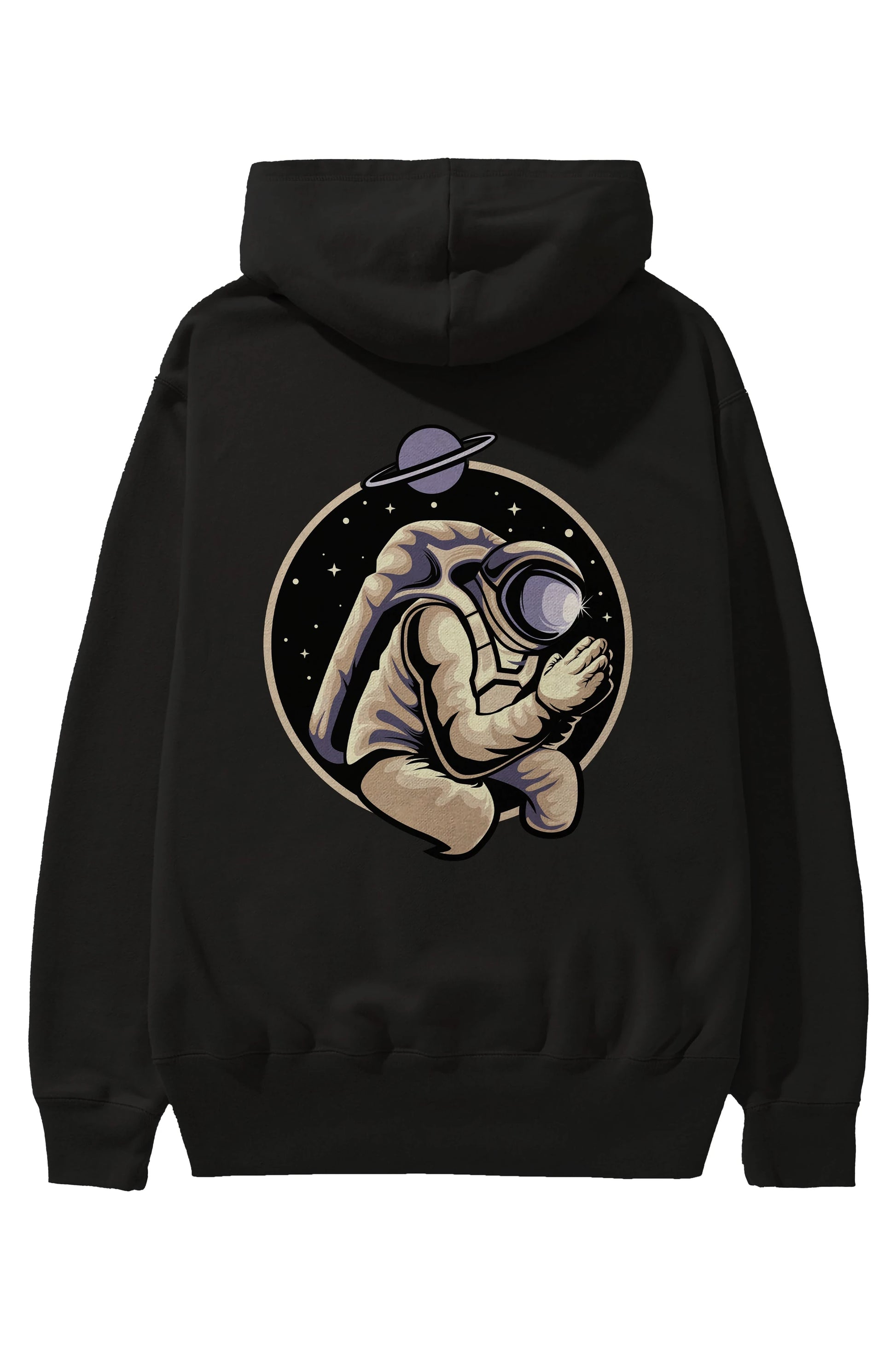 Astronaut Praying Arka Baskılı Hoodie Oversize Kapüşonlu Sweatshirt Erkek Kadın Unisex