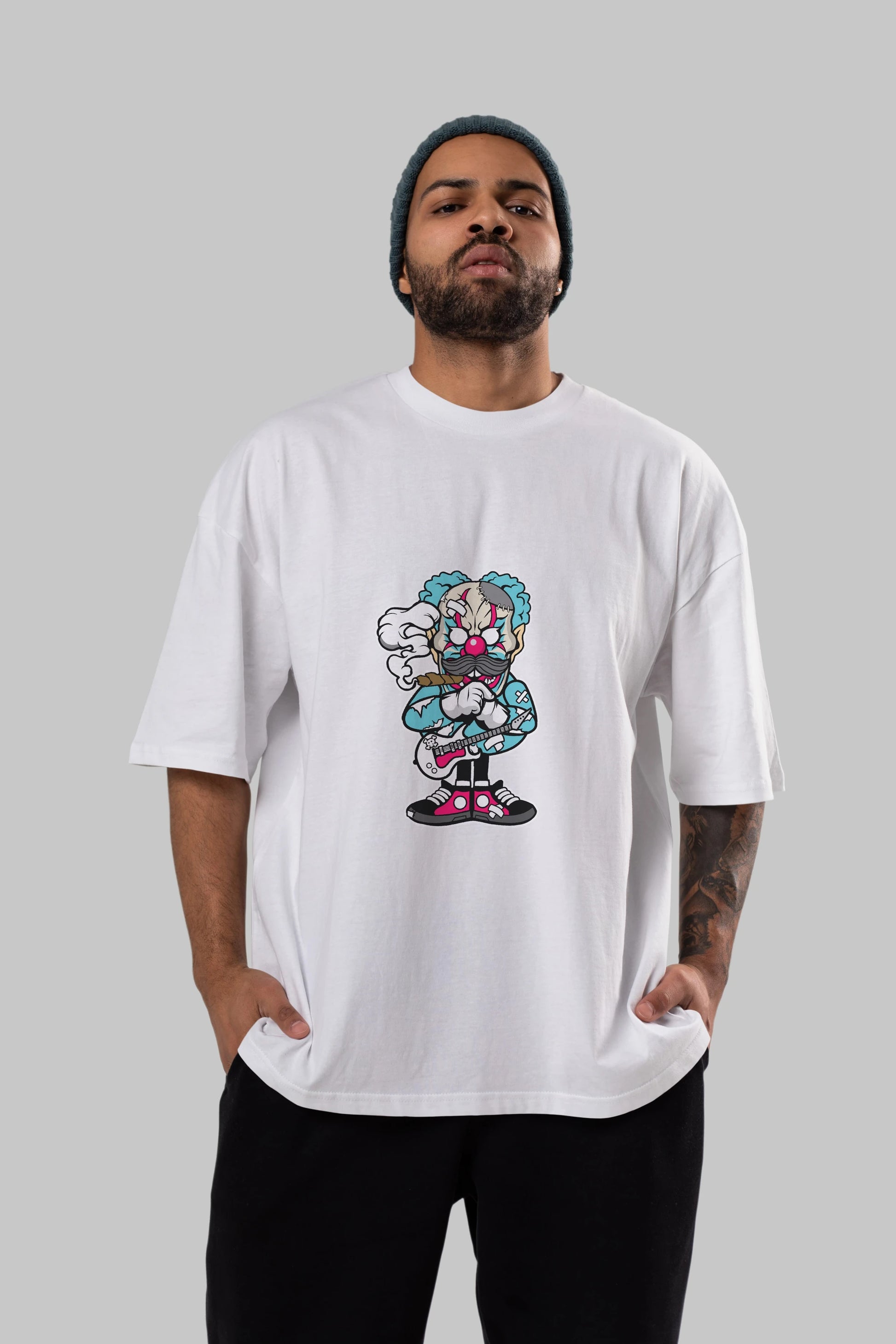 Clown Monster Ön Baskılı Oversize t-shirt Erkek Kadın Unisex %100 Pamuk tişort