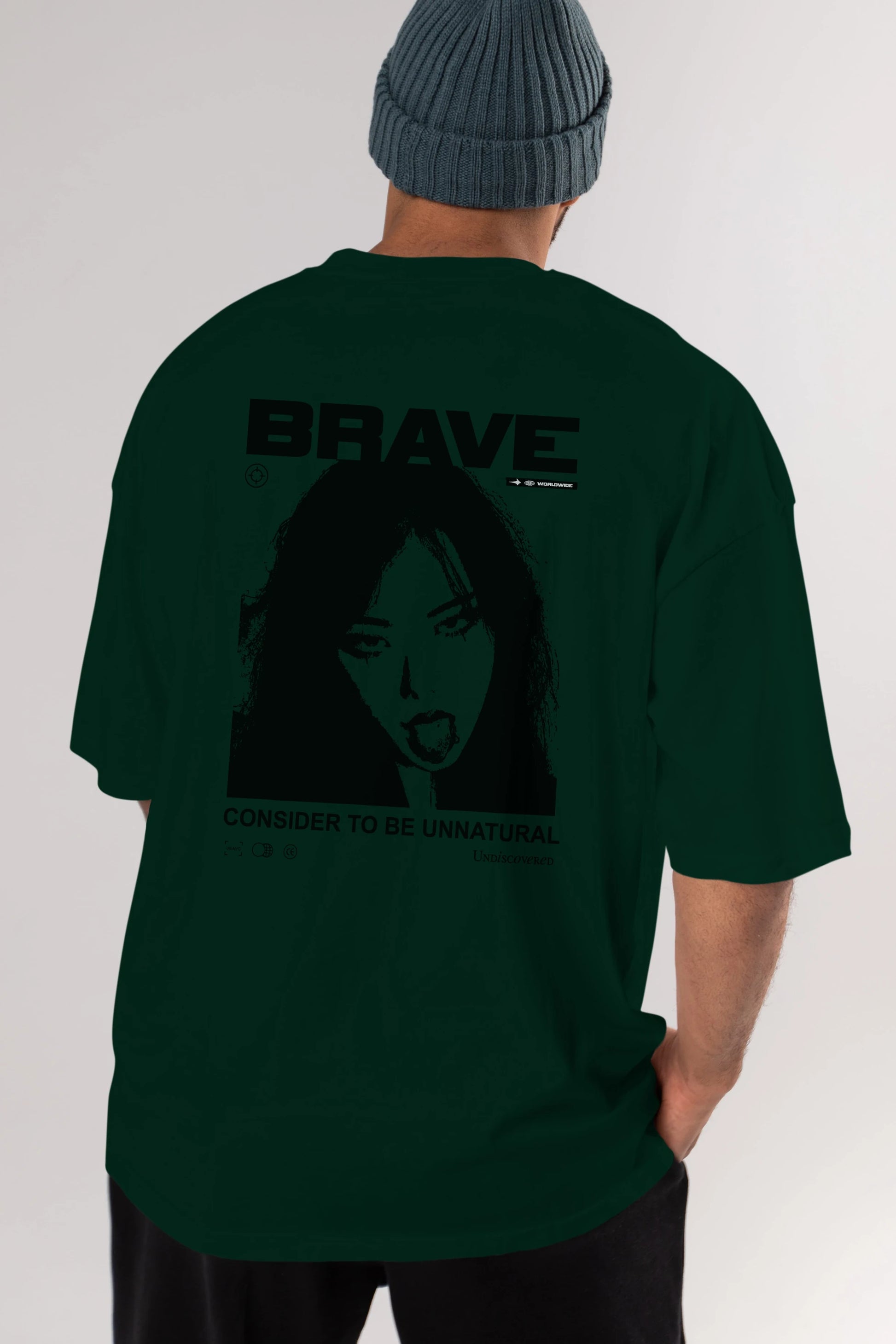 Brave Arka Baskılı Oversize t-shirt Erkek Kadın Unisex