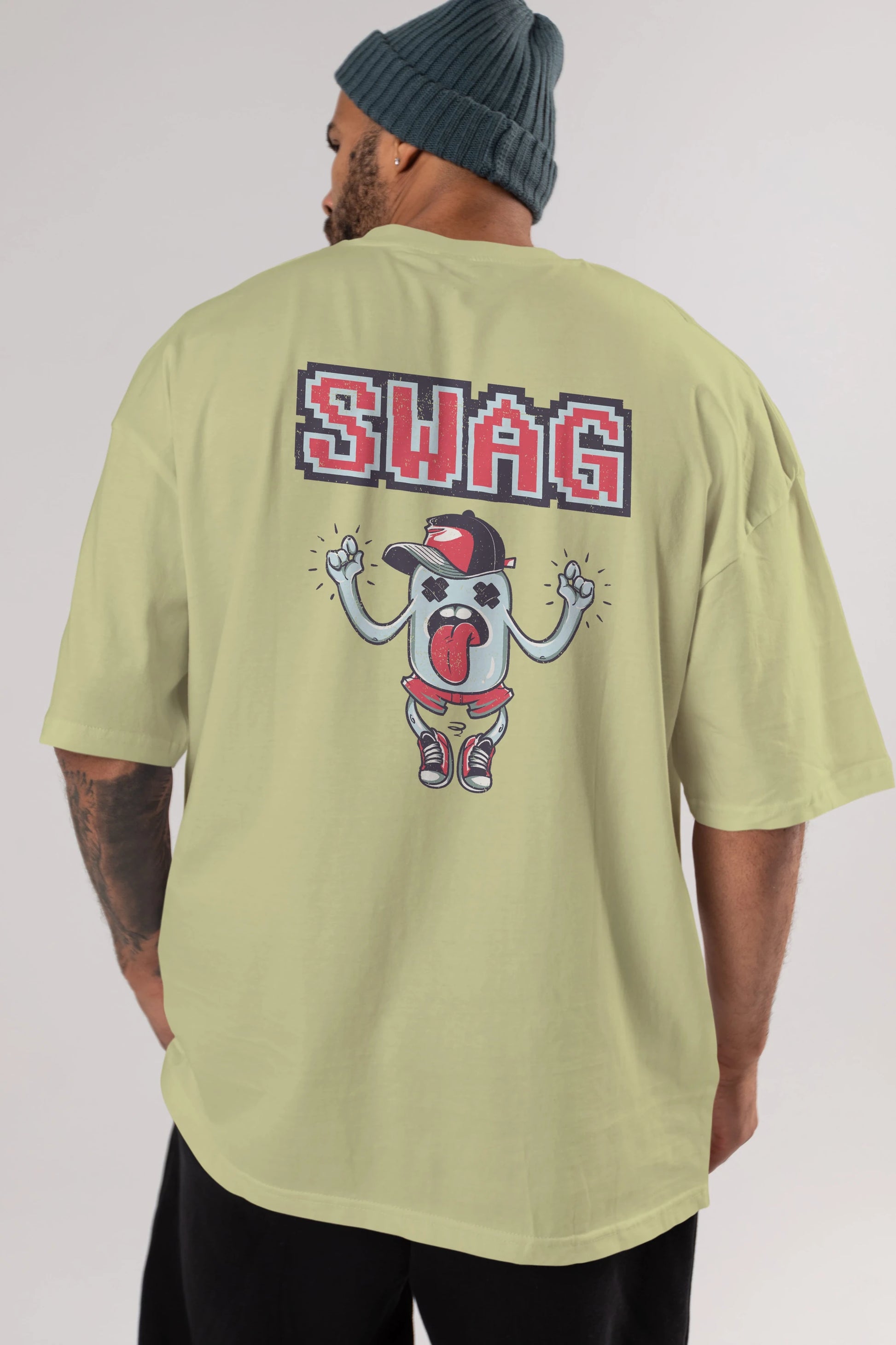 Swag Arka Baskılı Oversize t-shirt Erkek Kadın Unisex