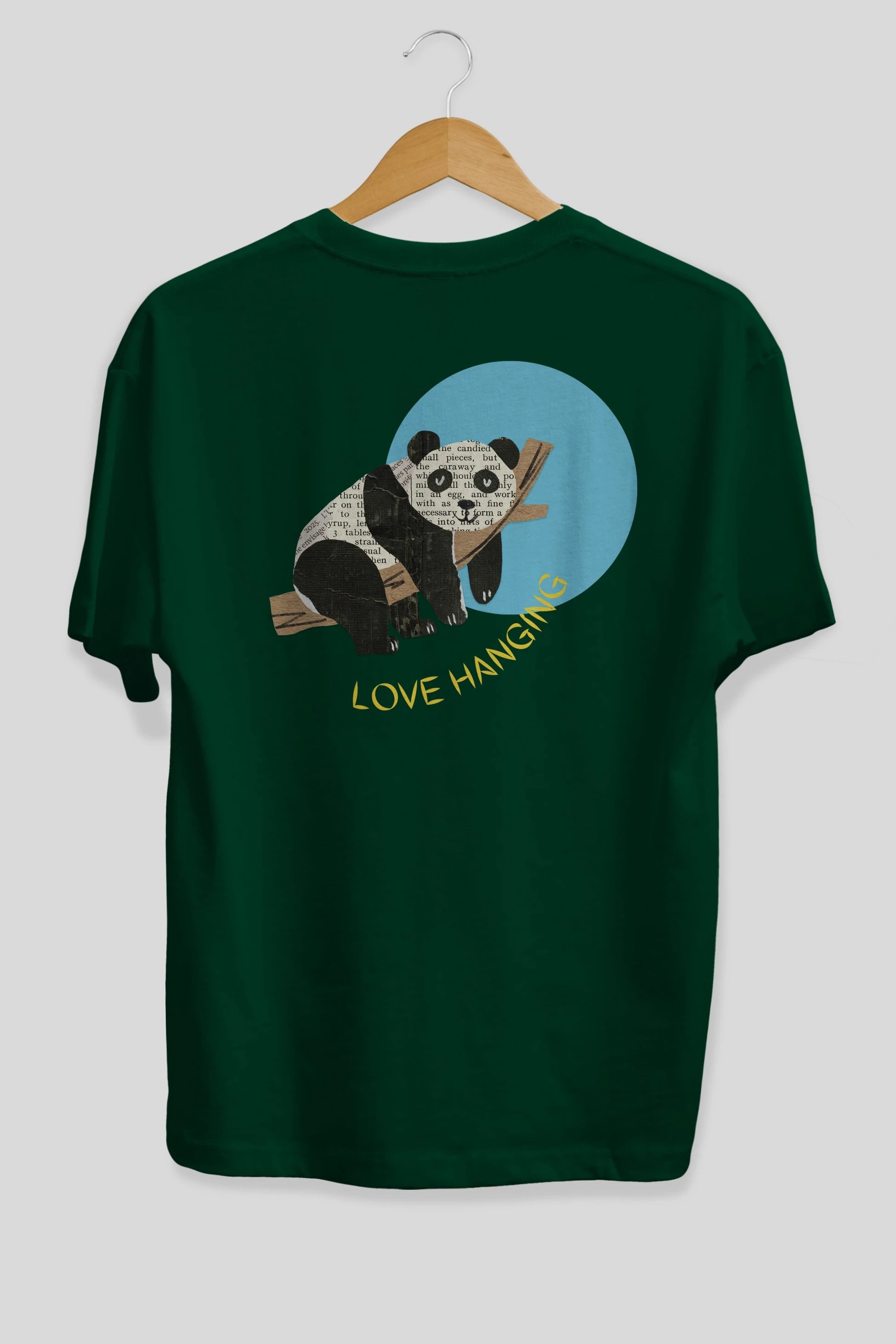 Panda Love Hanging Arka Baskılı Oversize t-shirt Erkek Kadın Unisex